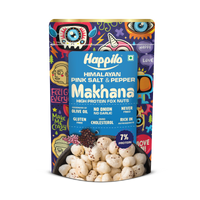 Happilo Premium Super Snack Makhana Himalayan Salt & Pepper55g, Roasted Foxnut Healthy Snack Low Calorie Gluten Free and Vegan