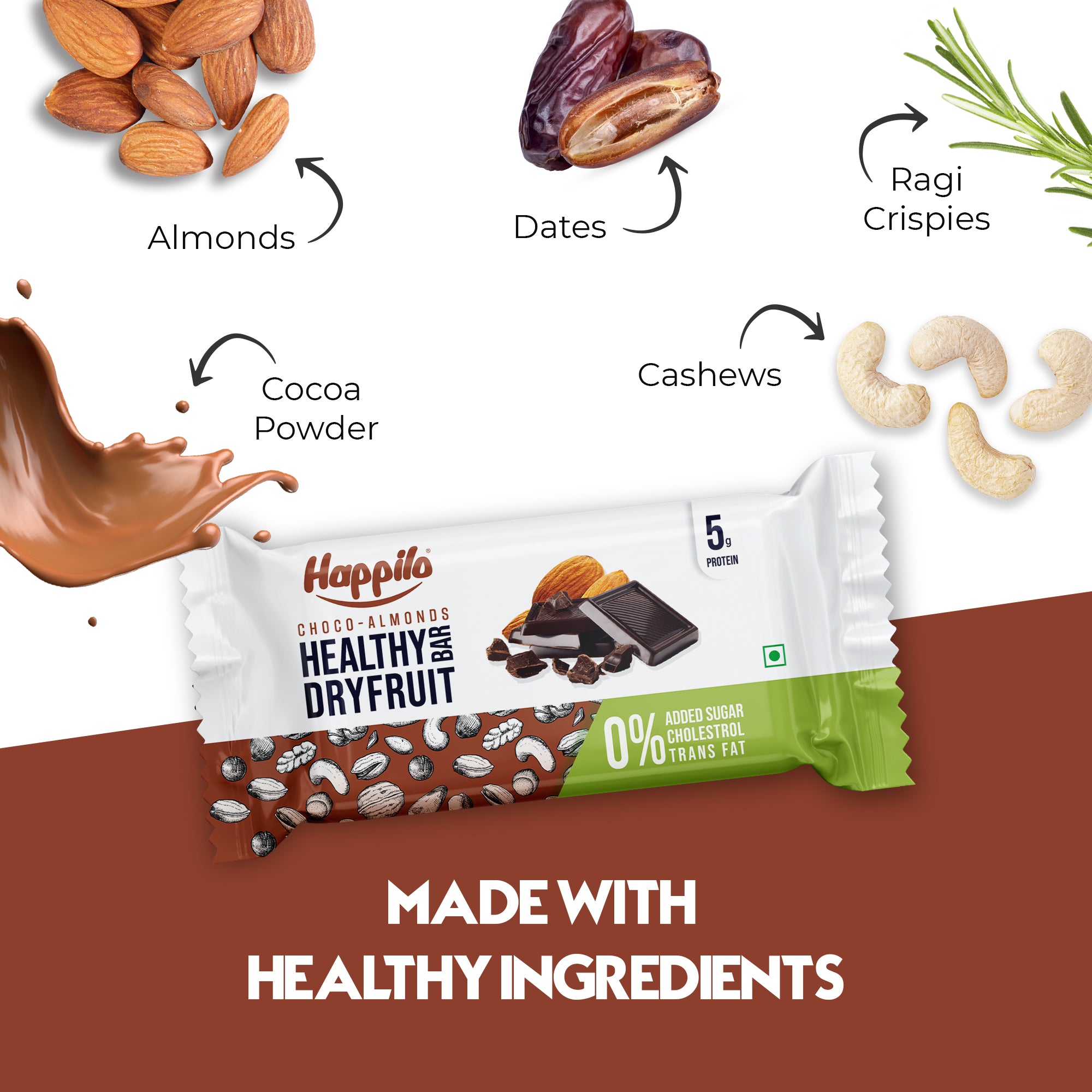 Happilo Choco Almonds Healthy Dry Fruit Bar 35g