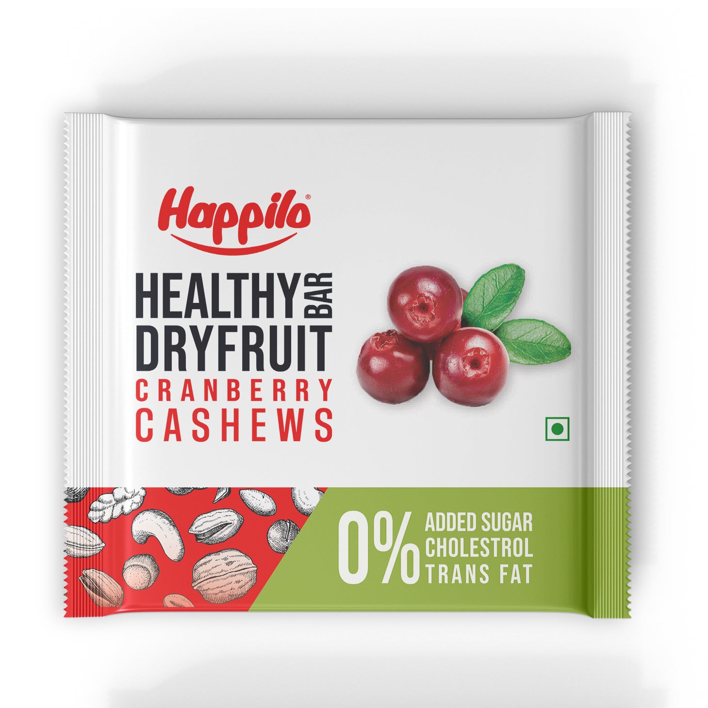 Happilo Cranberry Cashews Healthy Mini Dry Fruit Bar 15g