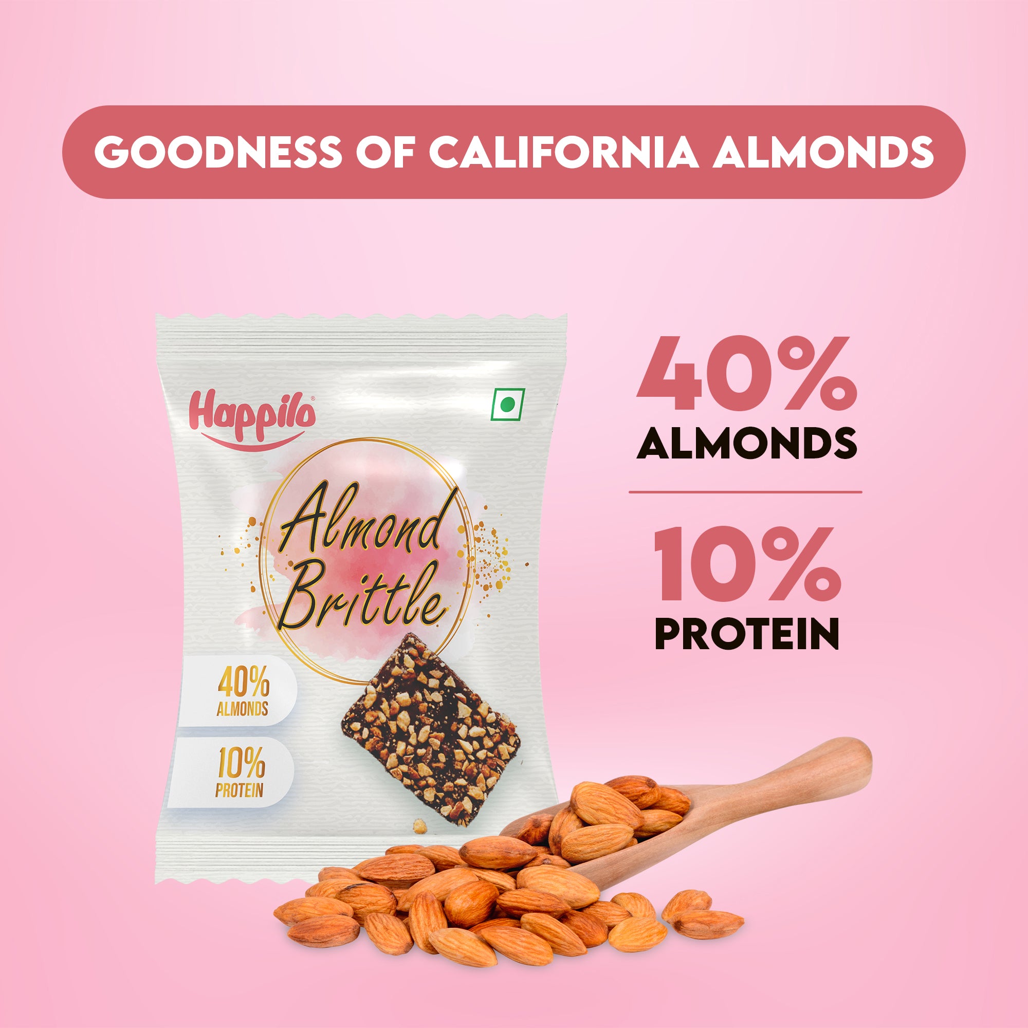 Happilo Premium Almond Brittle Gift Pack 204g (17gX12)