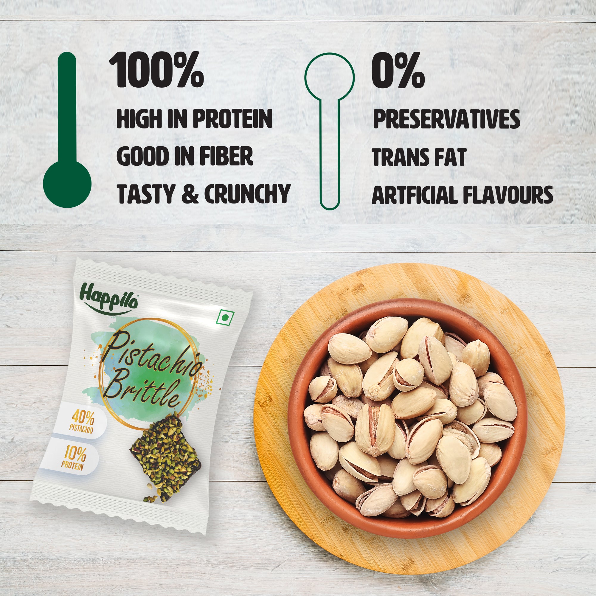 Happilo Premium Pistachios Brittle 17g