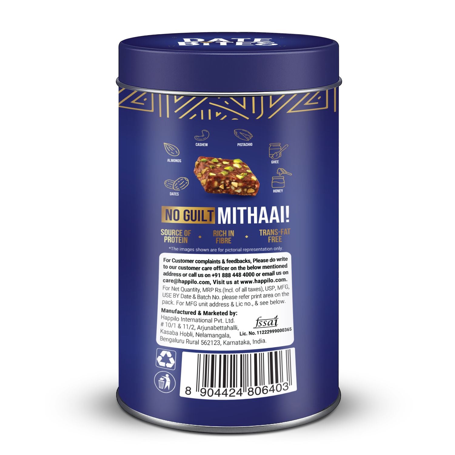 Happilo Celebration Date Bites, Nut Bites, Healthy Snacks, Premium Dry Fruit like Dates, Cashews, California Almonds, Pistcahios, Honey, Ghee,