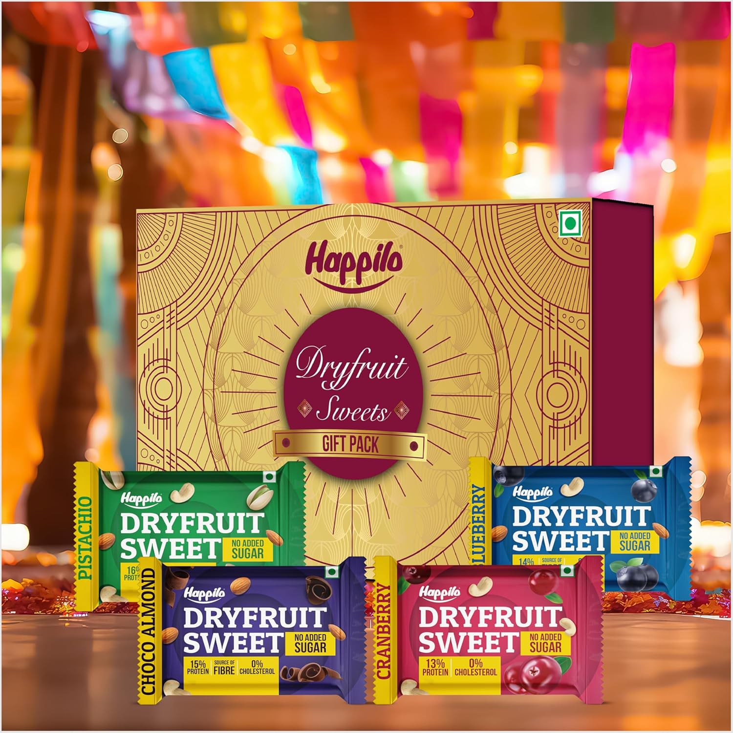 Happilo Dry Fruit Sweet Gift Pack 60g, Blueberries, Choco Almonds, Pistachios, Cranberry Cashews
