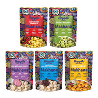 Happilo Premium Super Snack Makhana Combo 300g (Perky Pudina, Peri Peri, Chilli Garlic, Salt & Pepper and Cream & Onion)