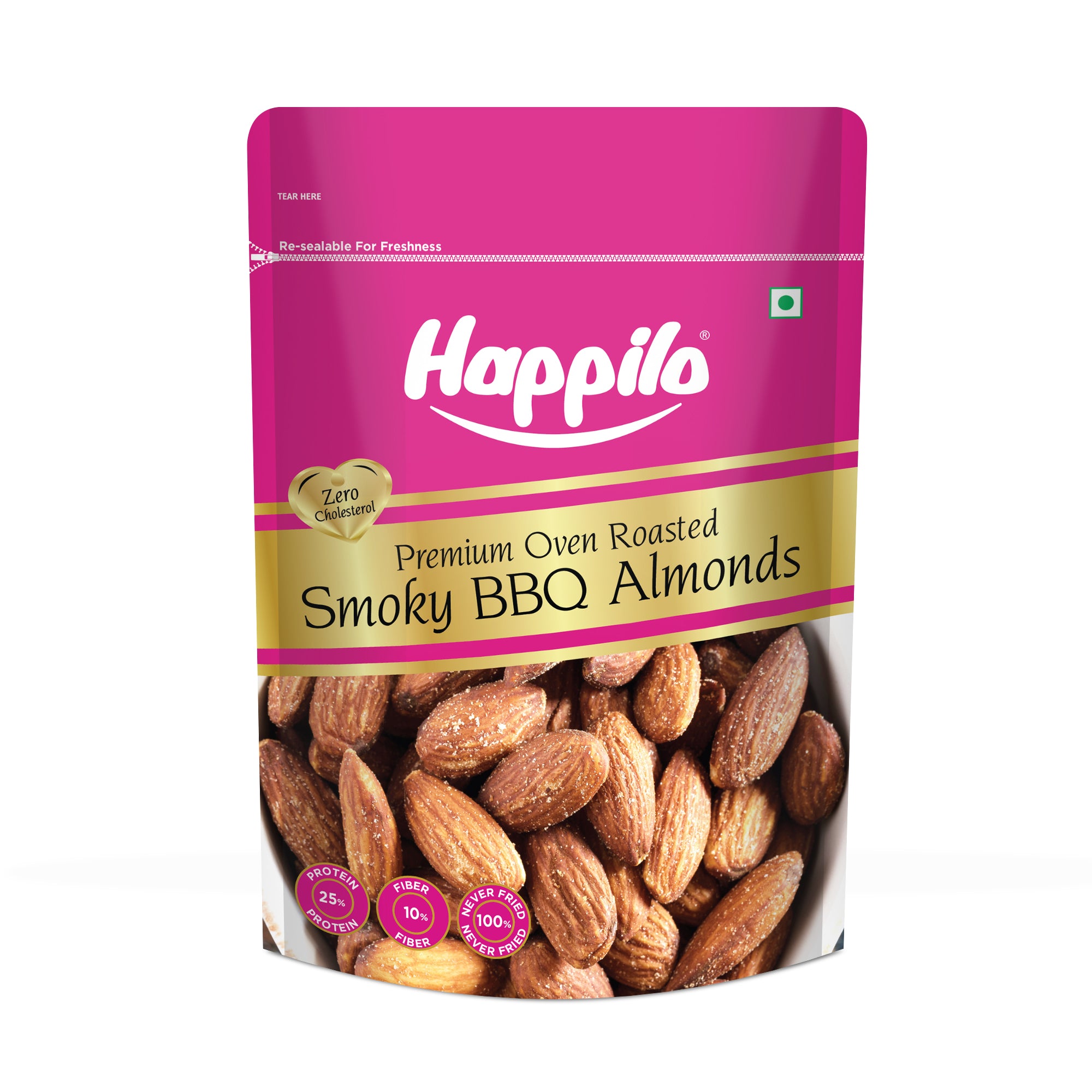 Happilo Barbeque Californian Almonds, Super Healthy Crunchy Nuts, Non Fried, High Protein Dry Fruit, 160g