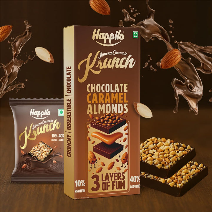 Happilo Premium Almond Chocolate Krunch Gift Pack 51g (Pack of 3, 17g)