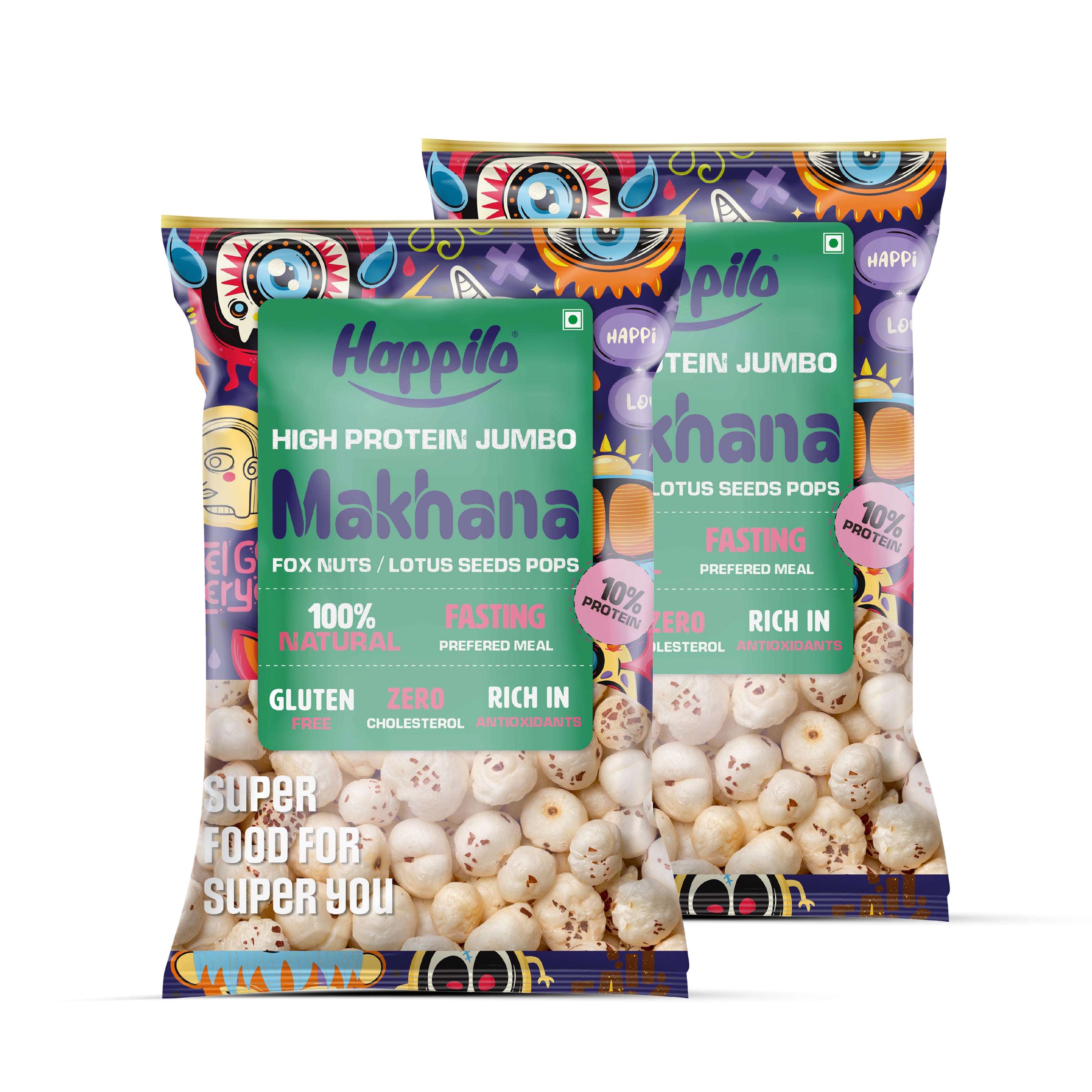 Happilo Premium Jumbo Fox Nuts (Phool Makhana) 200g (Pack of 2)