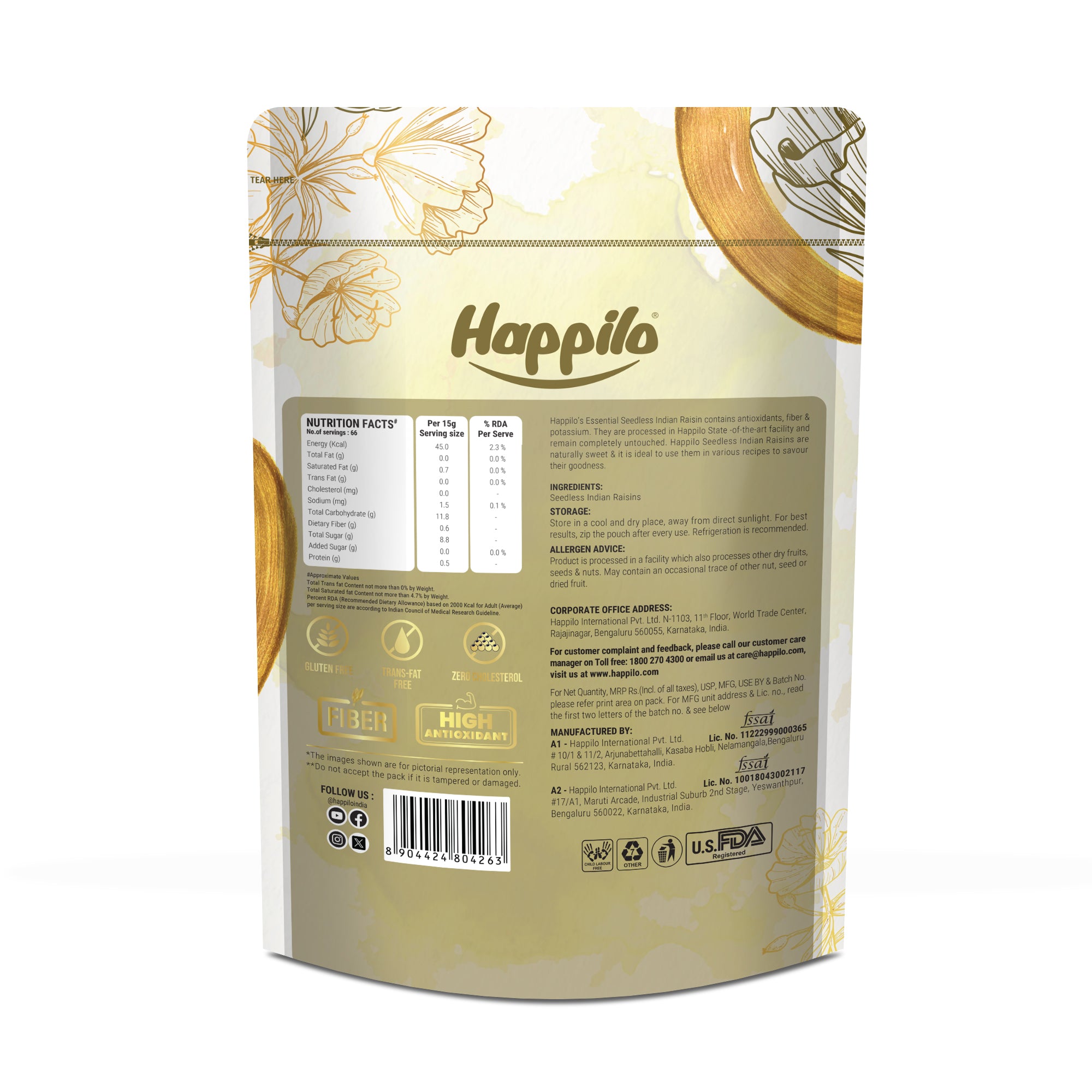 Happilo Essentials Seedless Indian Raisins 1kg