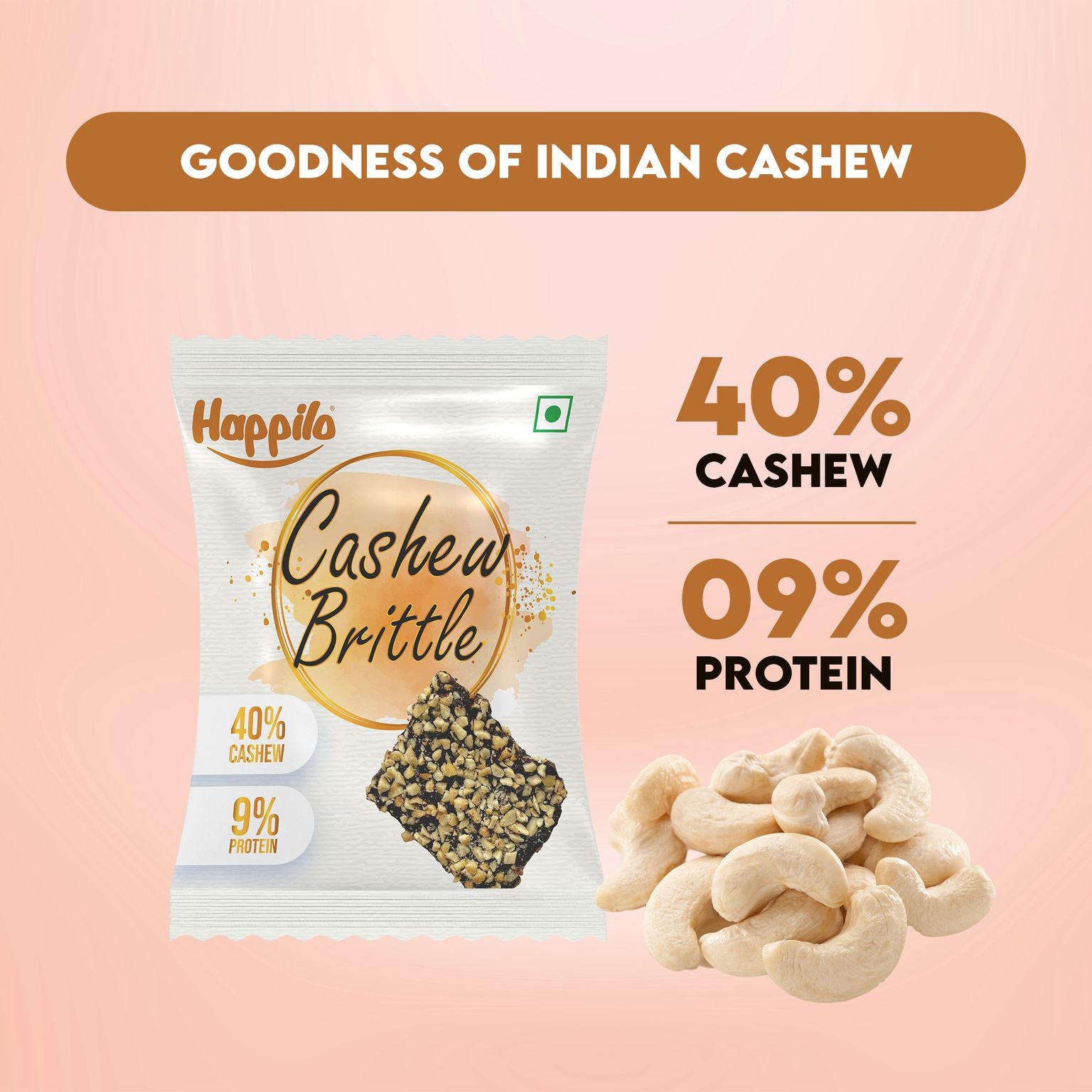 Happilo Premium Brittle Combo 612g (Almond, Cashew & Pistachios Each 17g*12pcs)