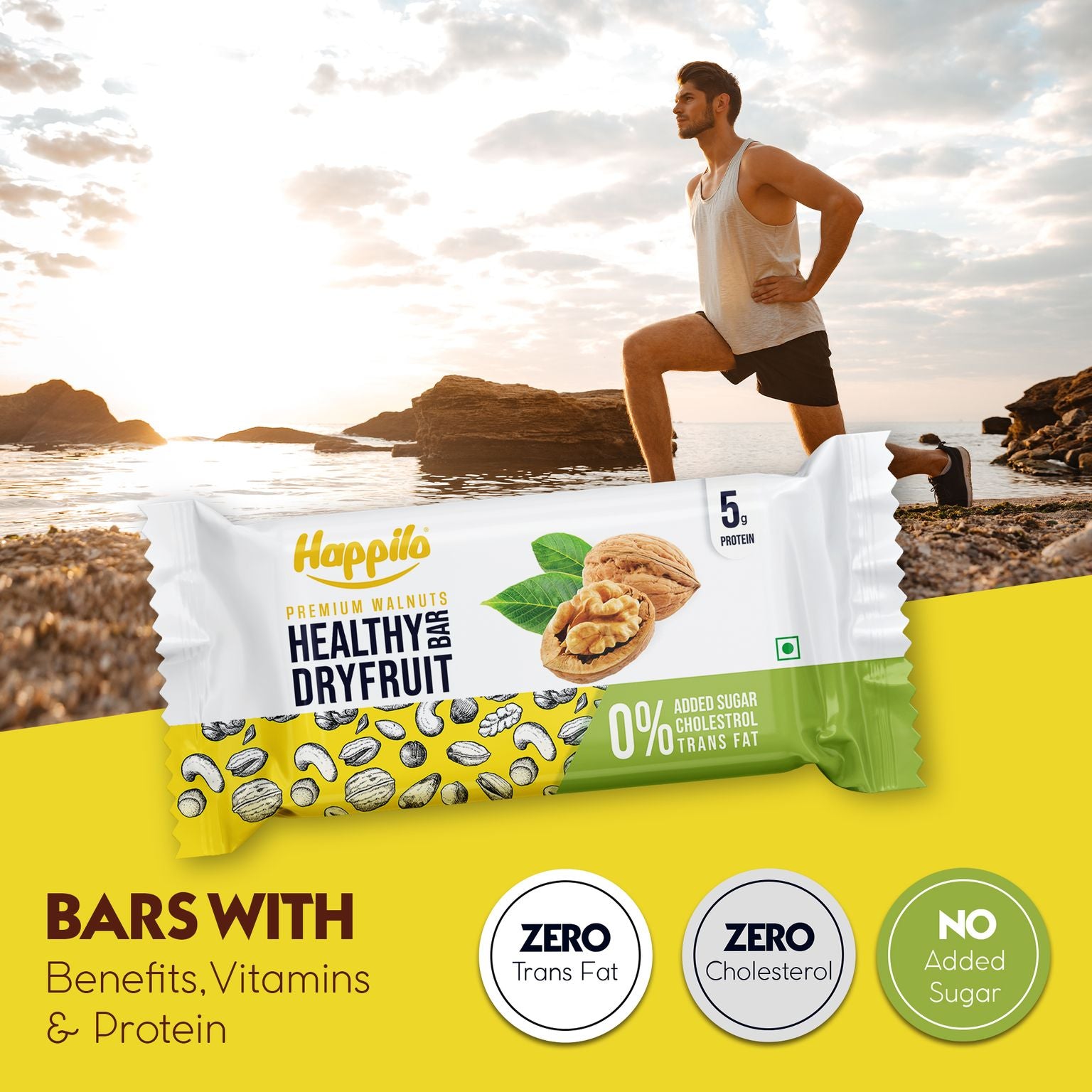 Happilo Dry Fruit Bar Combo 840g (Cranberry Cashew, Rose Almond, Walnut, Pistachios, Choco Almond & Blueberries Each 35g*4pcs)