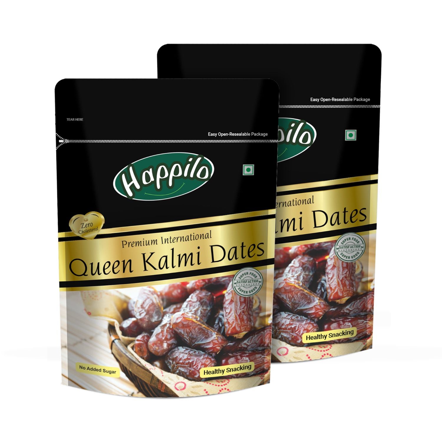 Happilo Premium International Queen Kalmi Dates 350g (Pack of 2), Fresh & Soft Khajur Dry Fruit with Natural Sweetness, Naturally Dried & free from any Preservative