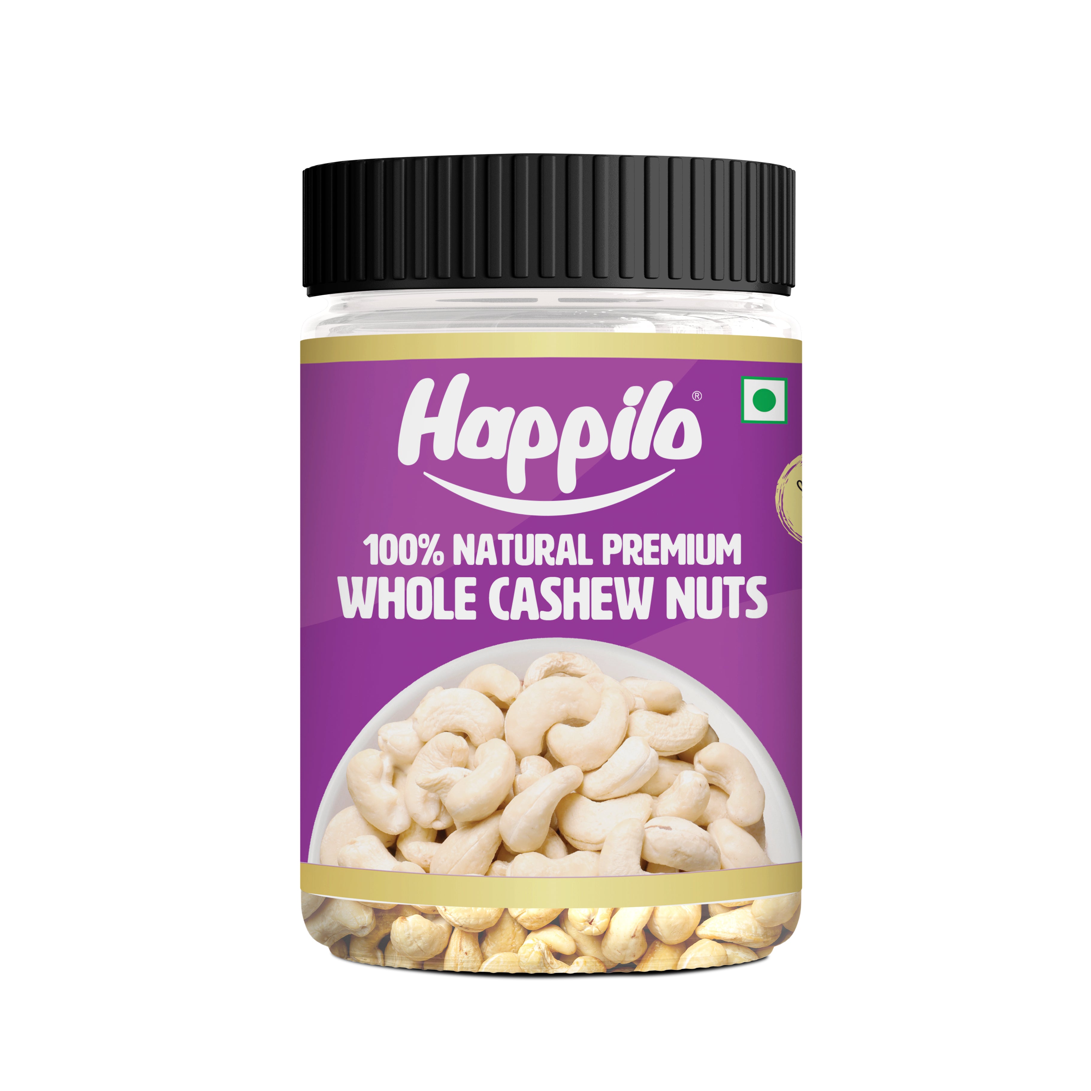 Happilo Premium Natural Whole Cashews 200g Jar