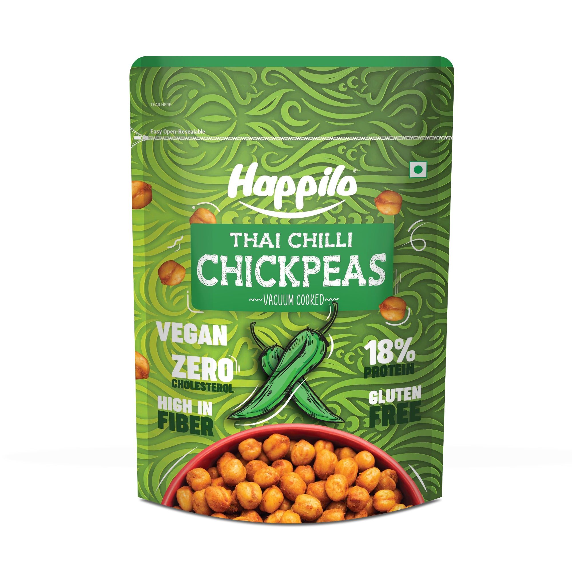 Happilo Premium Super Snack Thai Chili Chickpeas 110g, Crunchy and Delicious, Super Healthy