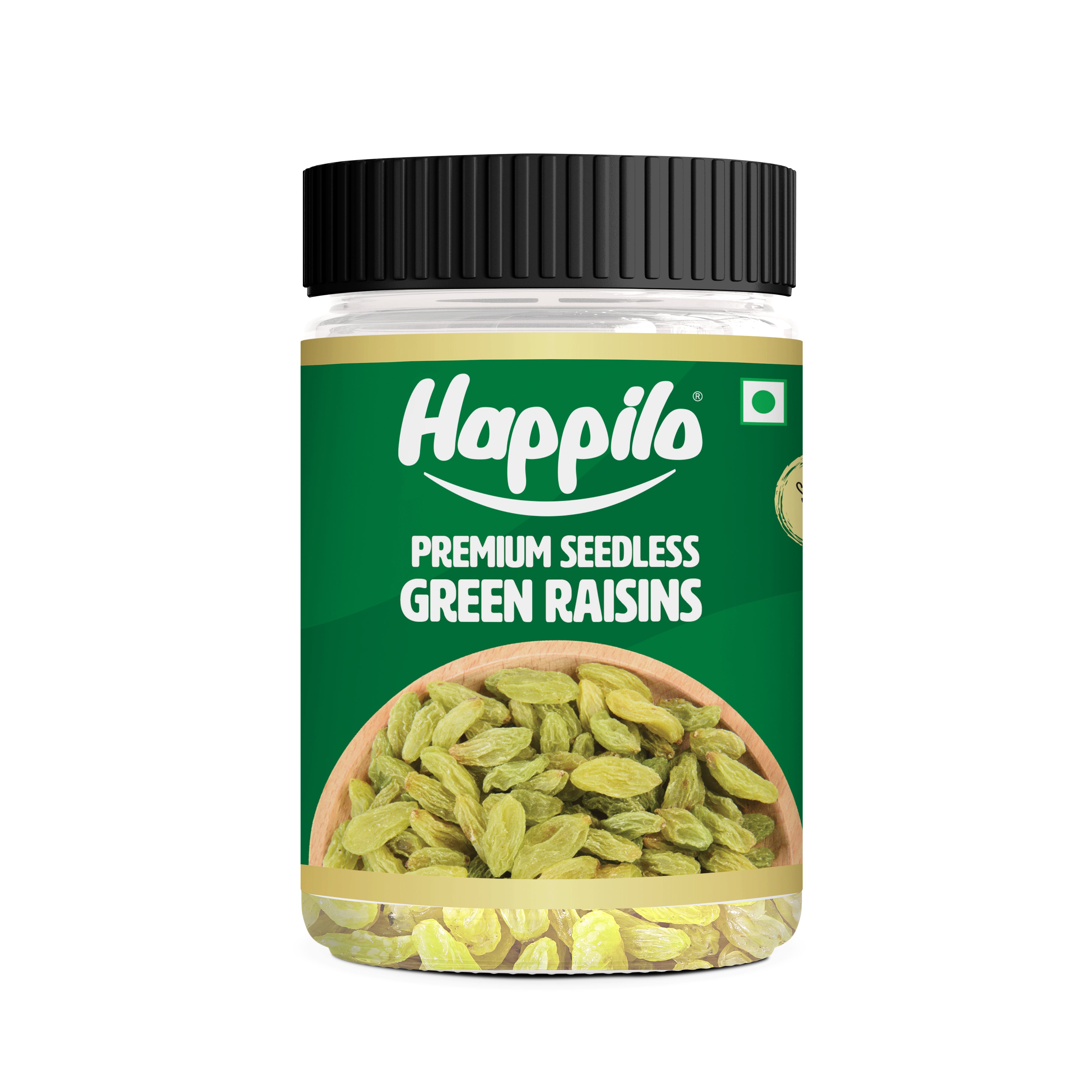 Happilo Premium Seedless Green Raisins 250g Jar
