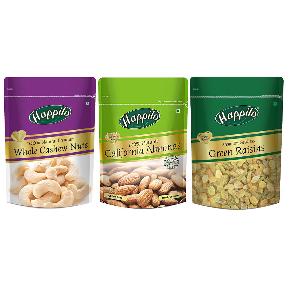 Premium Nuts & Dry Fruits Combo (Almonds, Cashews & Raisins) 650g