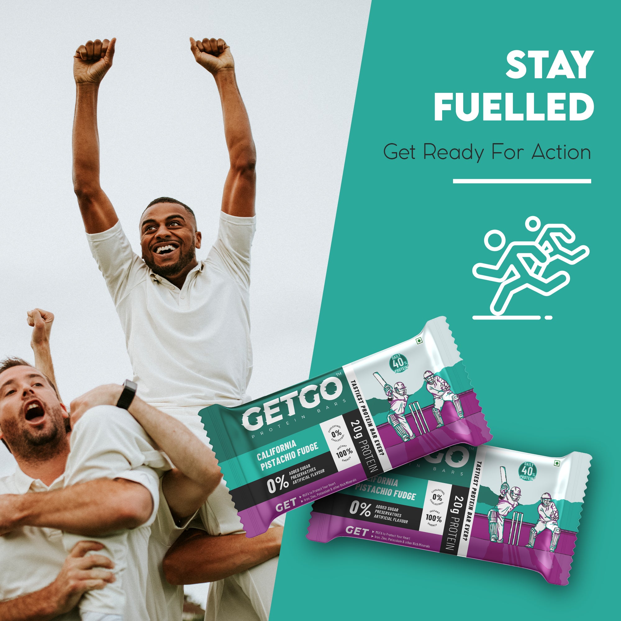GetGo California Pistachio Fudge Protein Bar 85g