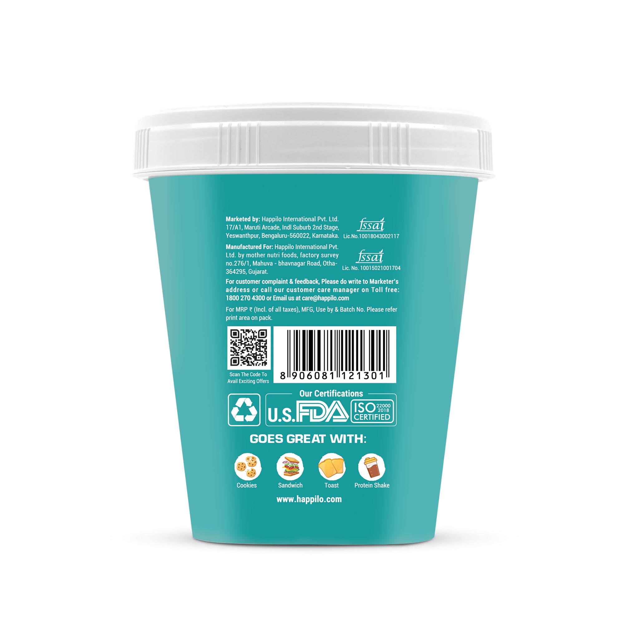Happilo Peanut Butter All Natural Unsweetened Creamy 200g