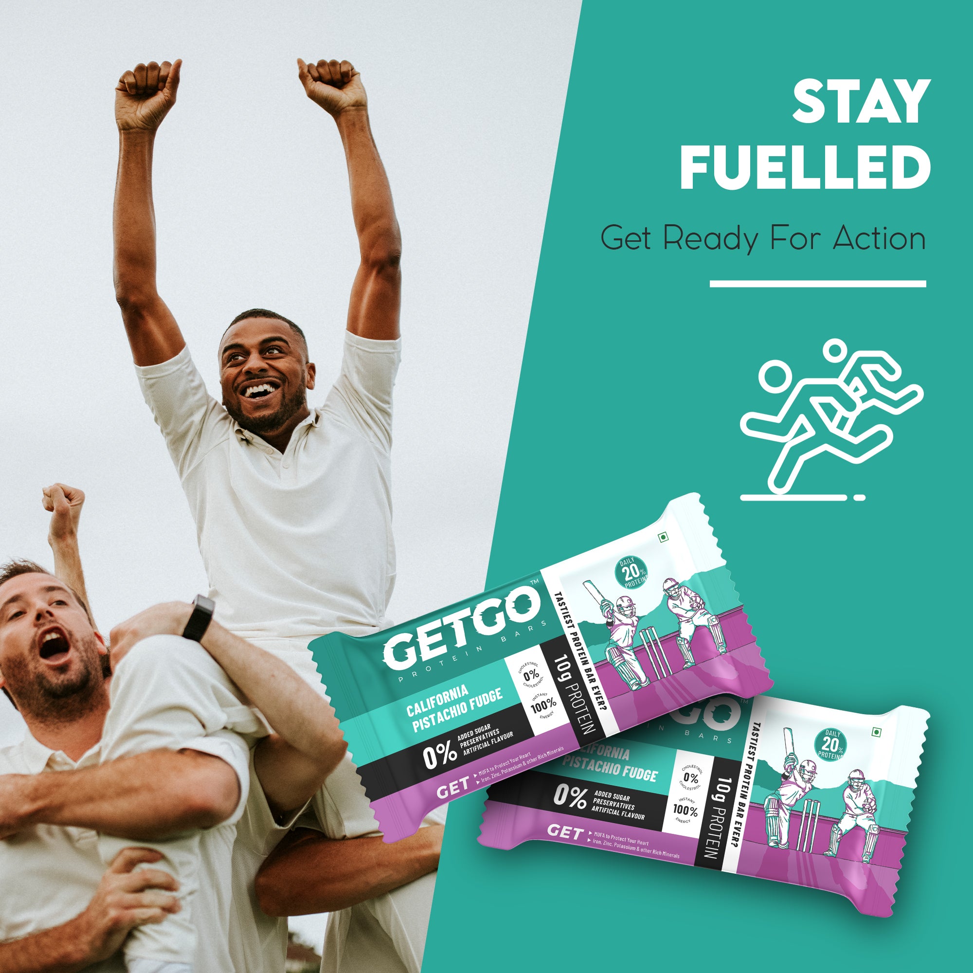 GetGo California Pistachio Fudge Protein Bar 43g