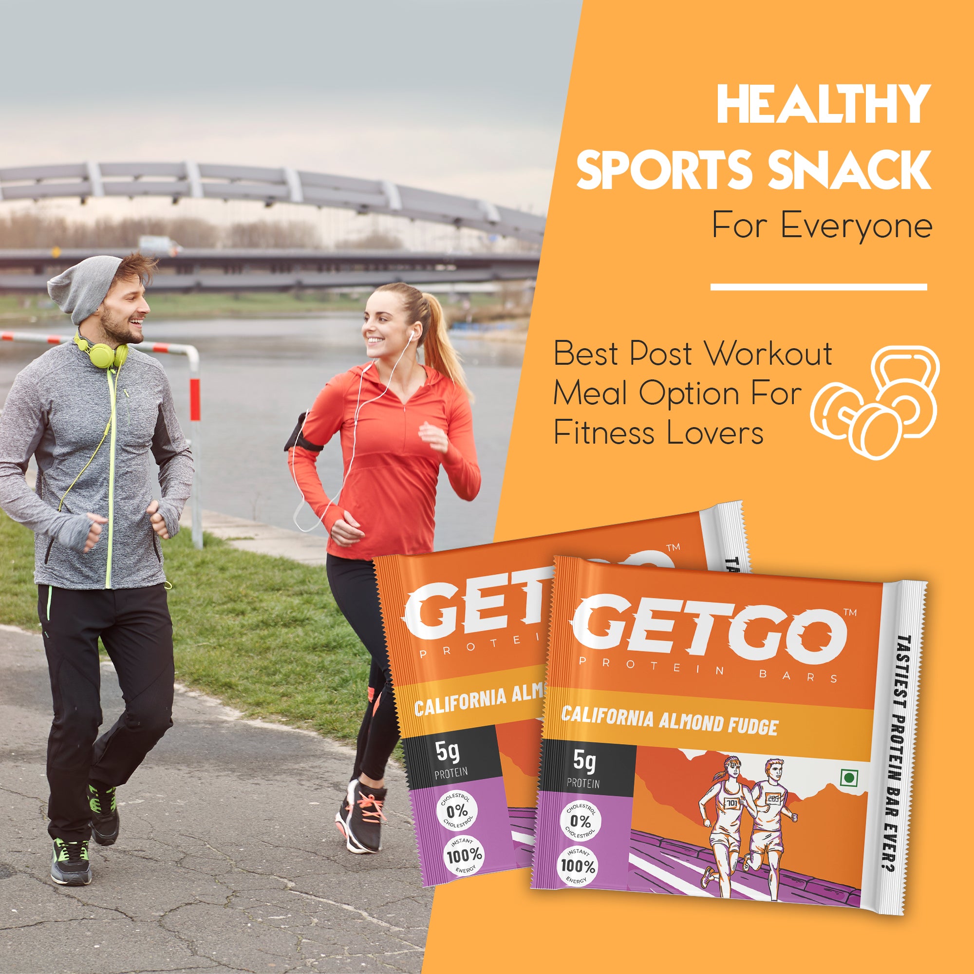 GetGo California Almond Fudge Protein Bar 22g