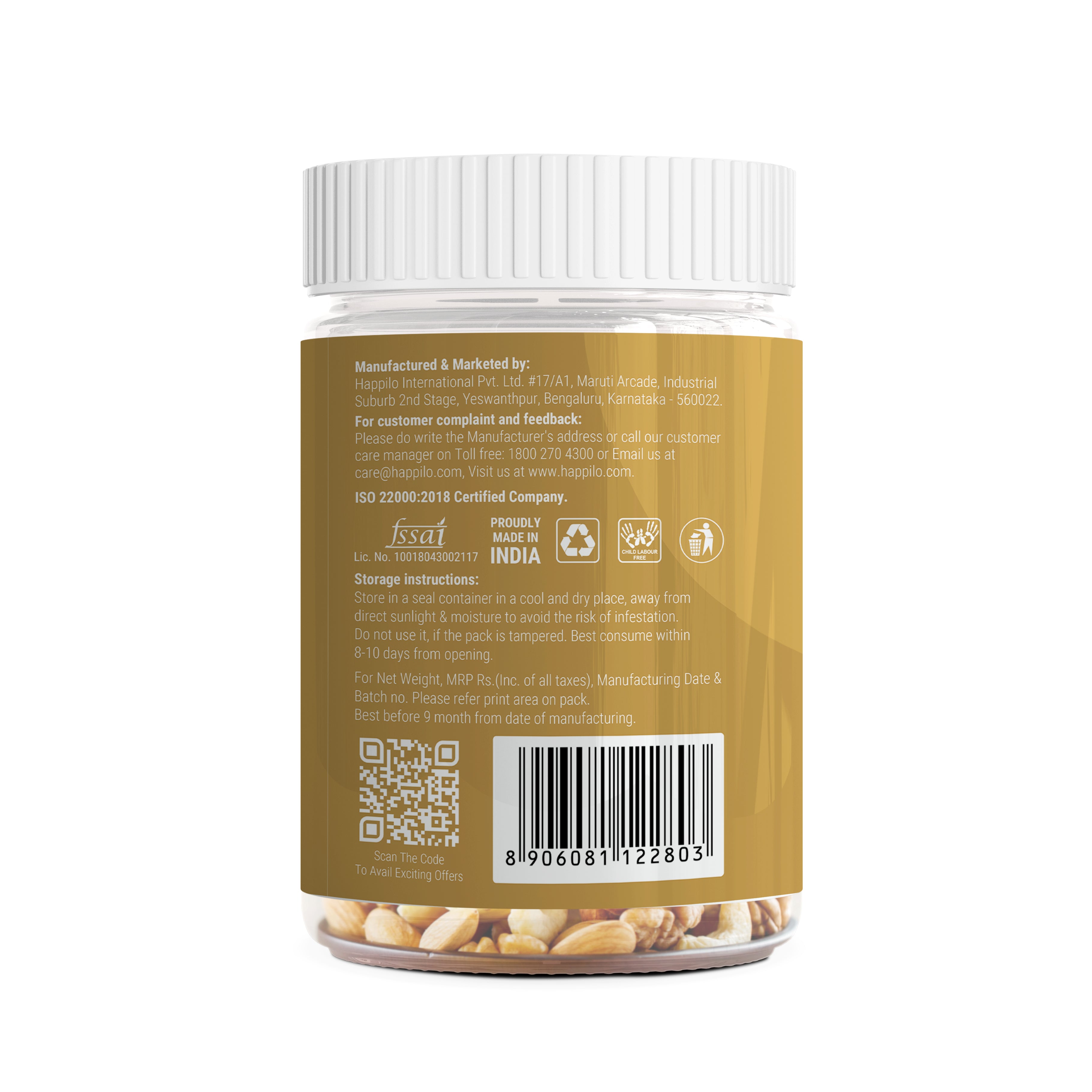 Happilo Premium International Smoked Almond Cashew Mix with Himalayan Pink salt 200g