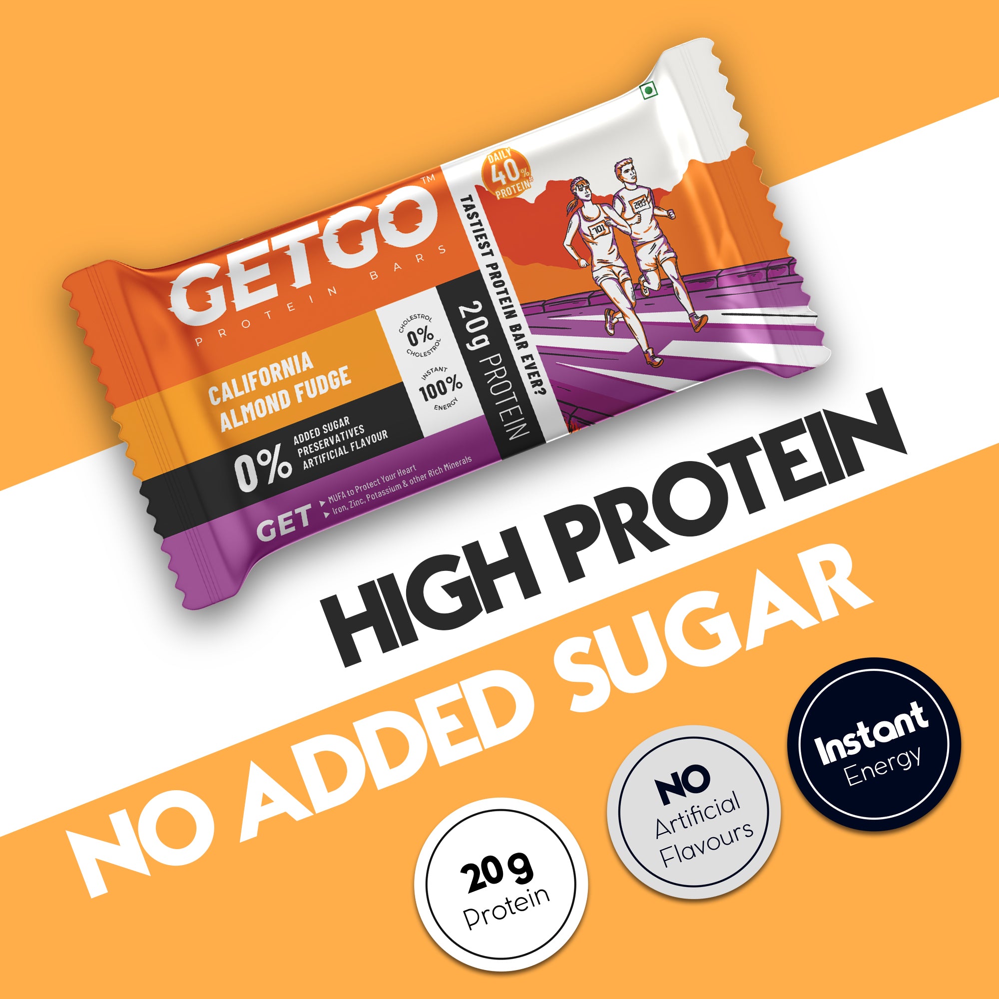 GetGo California Almond Fudge Protein Bar 85g