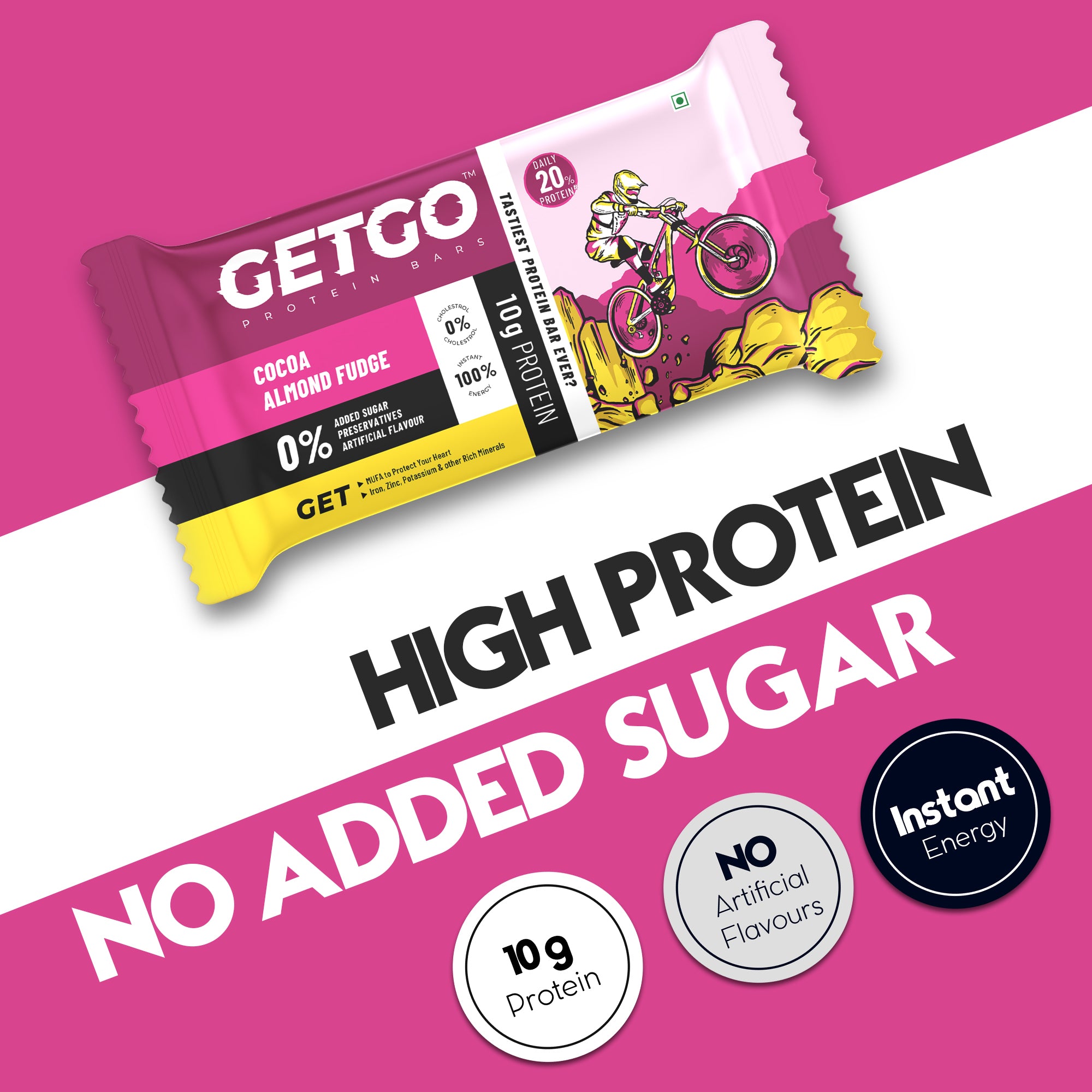 GetGo Cocoa Almond Fudge Protein Bar 43g