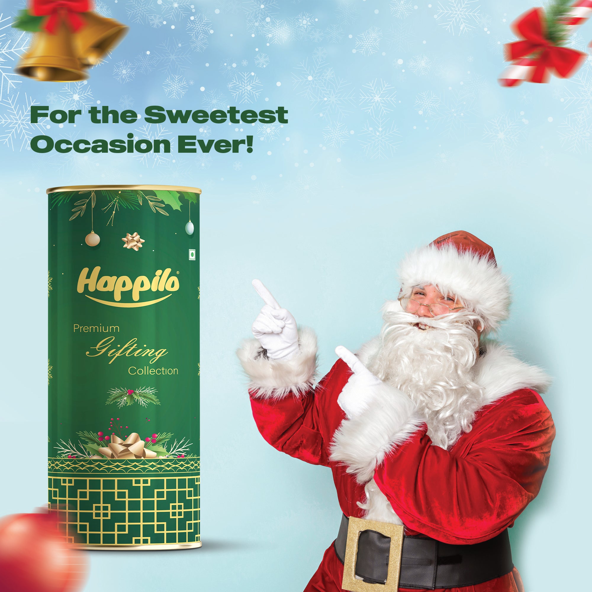 Happilo Xmas Carols Gift Box 168g, Christmas Gift Hampers with Almond Brittle and Chickpeas for Friends and Family