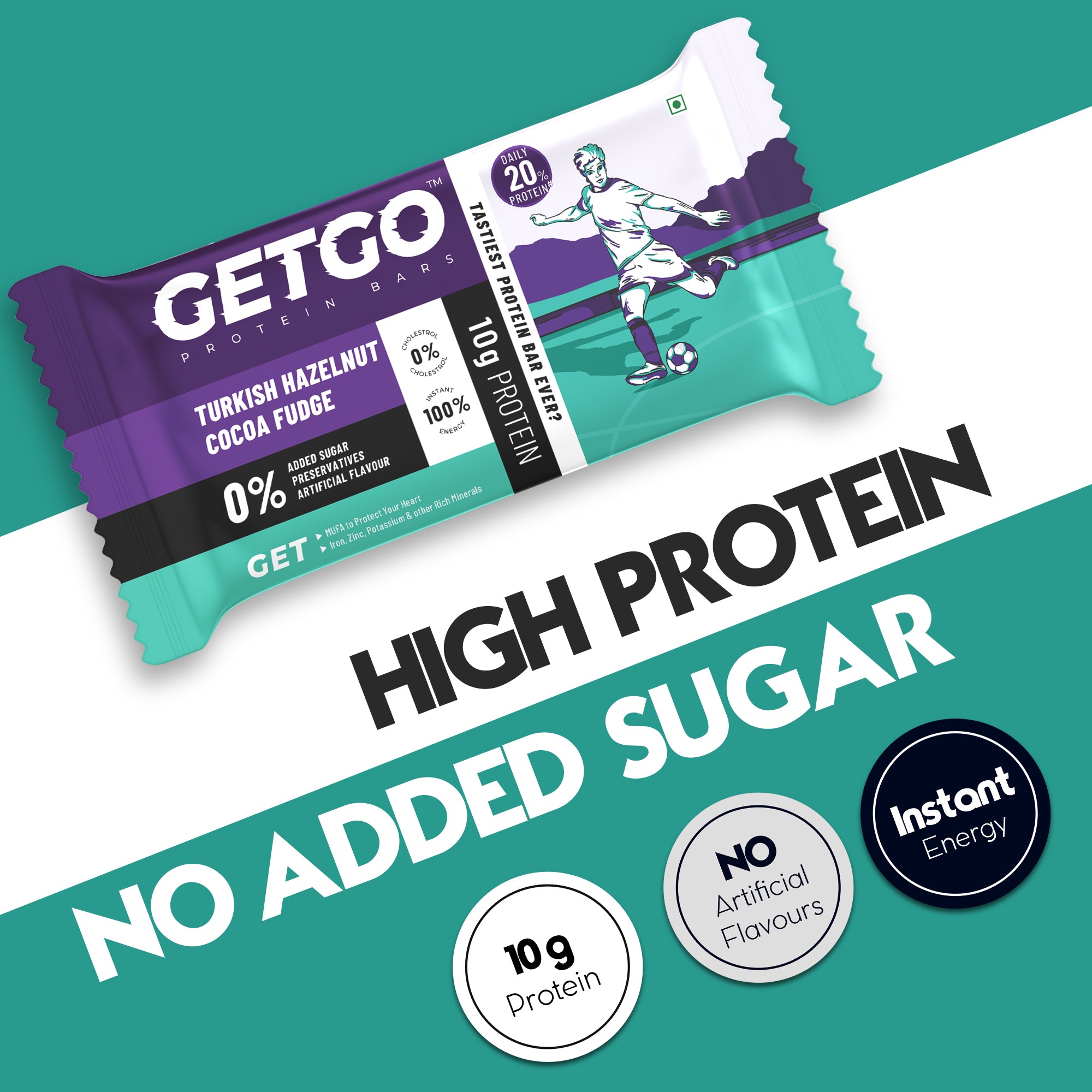 GetGo Turkish Hazelnut Cocoa Fudge Protein Bar 43g