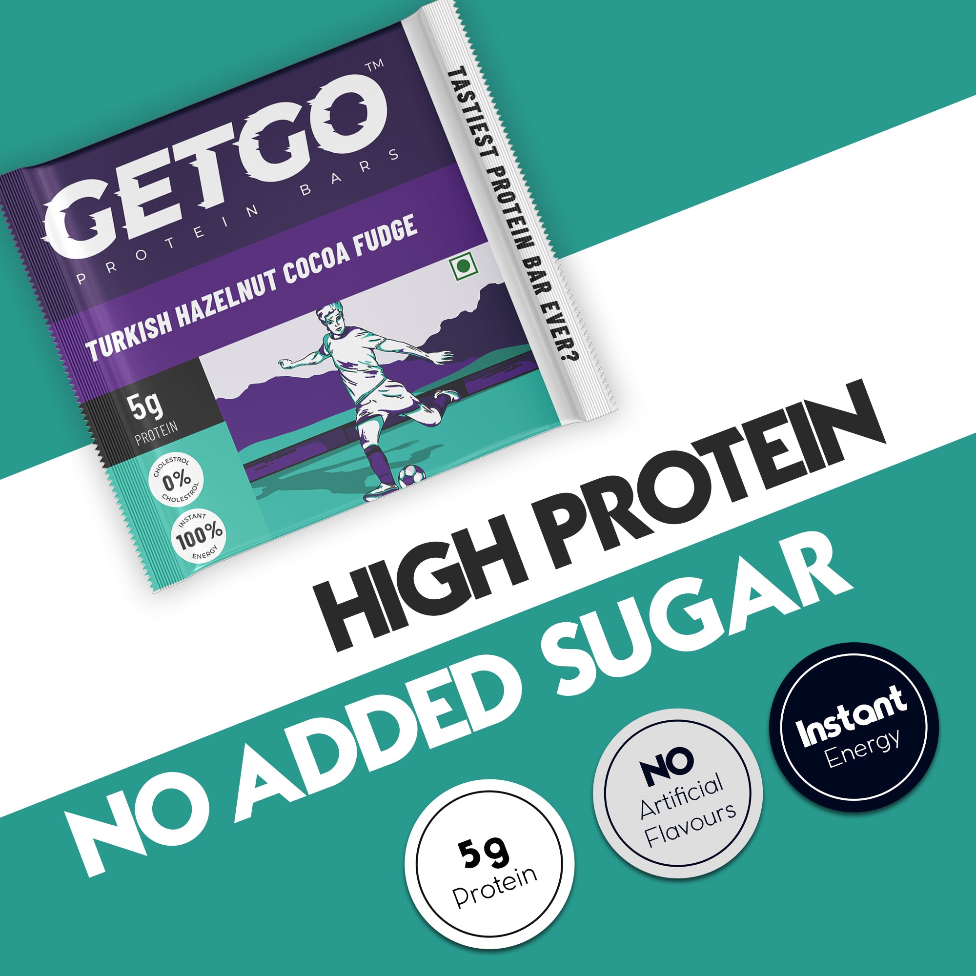 GetGo Turkish Hazelnut Cocoa Fudge Protein Bar 22g