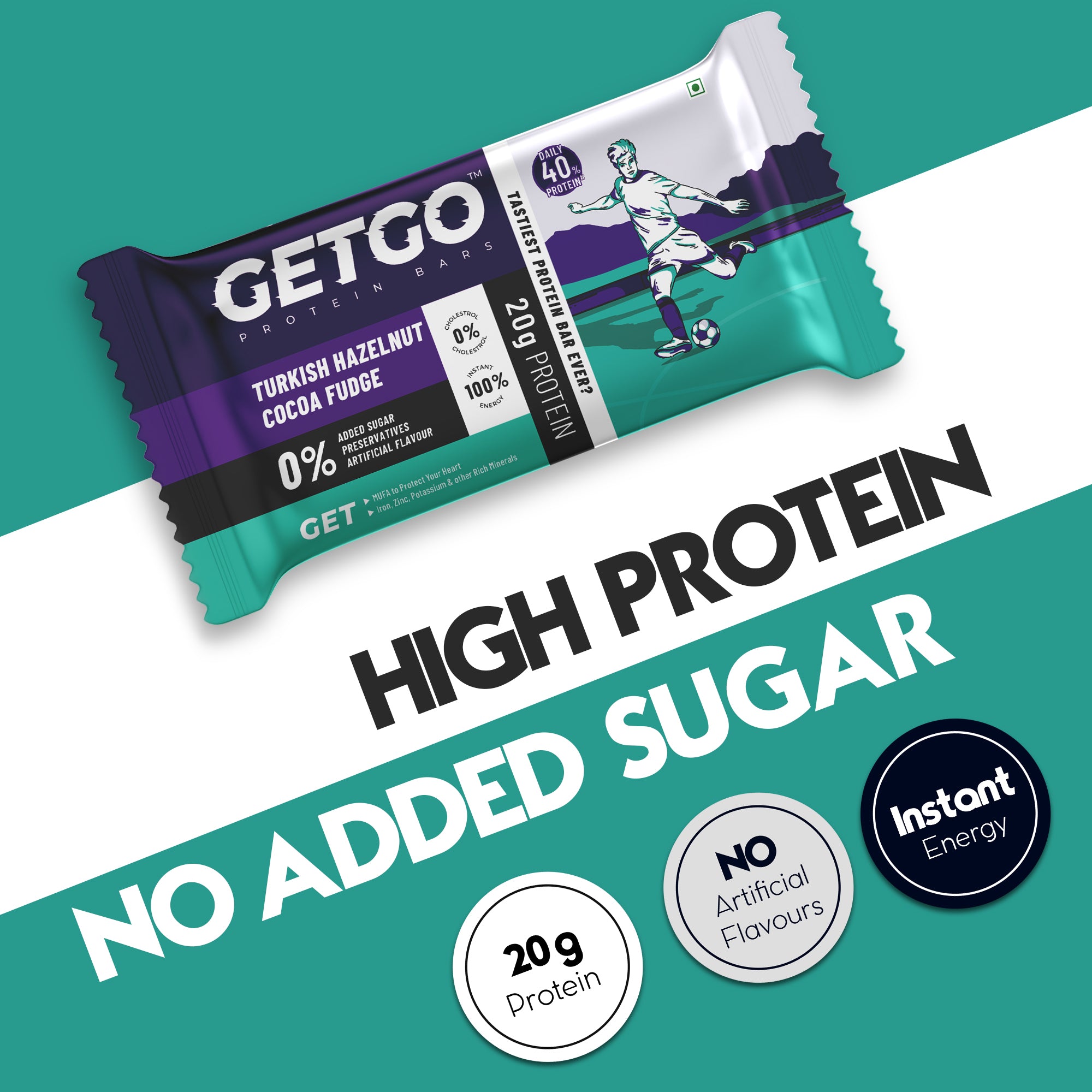GetGo Turkish Hazelnut Cocoa Fudge Protein Bar 85g