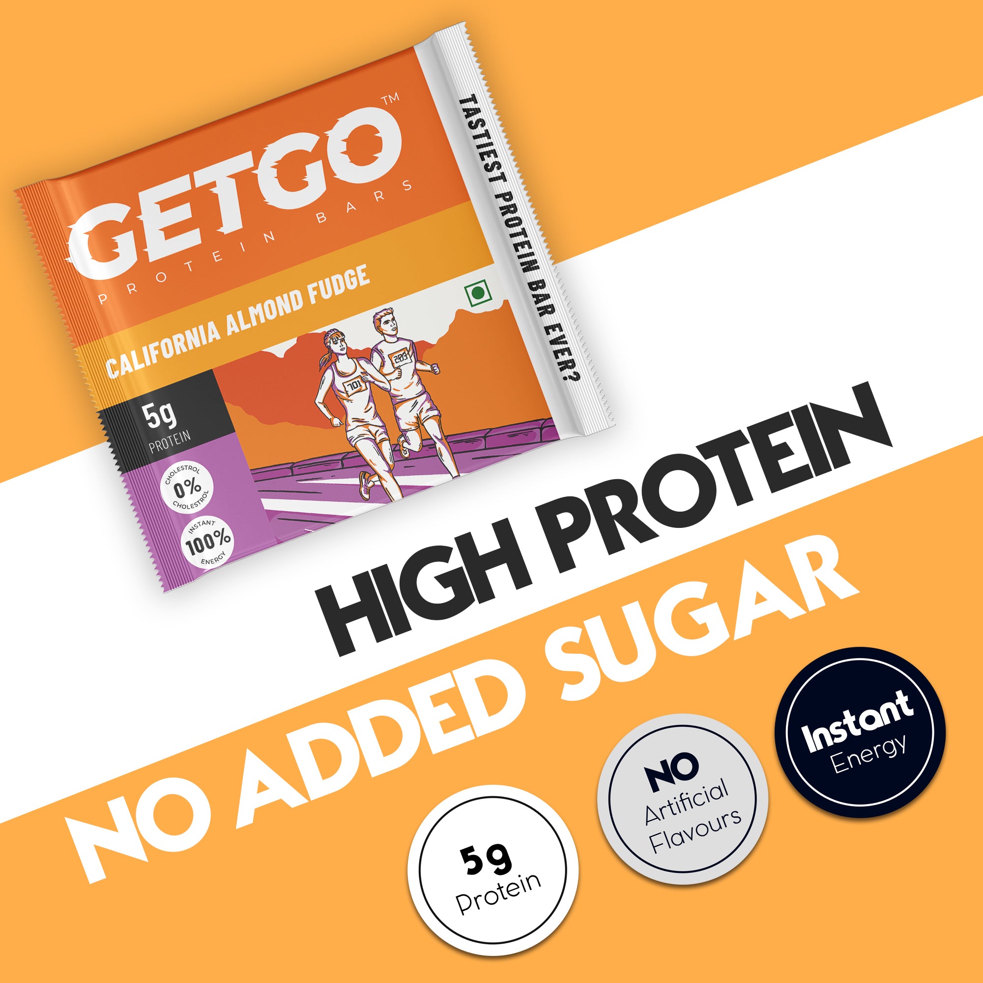 GetGo California Almond Fudge Protein Bar 22g