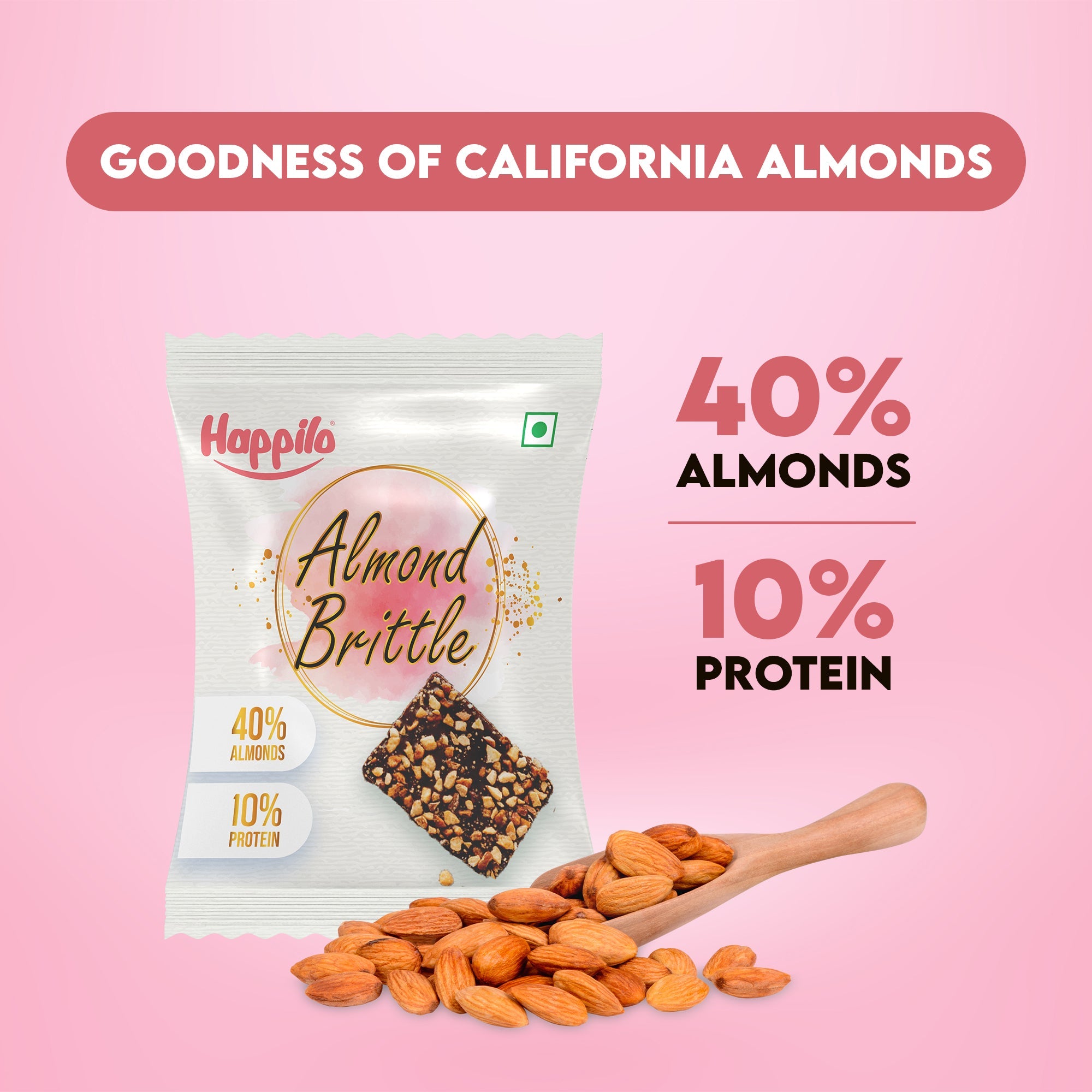 Happilo Premium Almond Brittle Celebrations Pack 204g (17gX12)