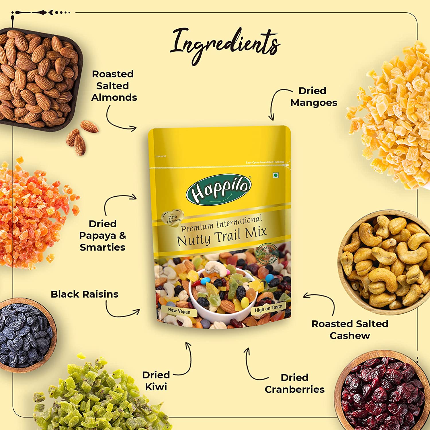 Happilo Premium Dry Fruits Combo (Trial Mix, Nut mix, Mix Berries, Pumpkin seeds 280g)