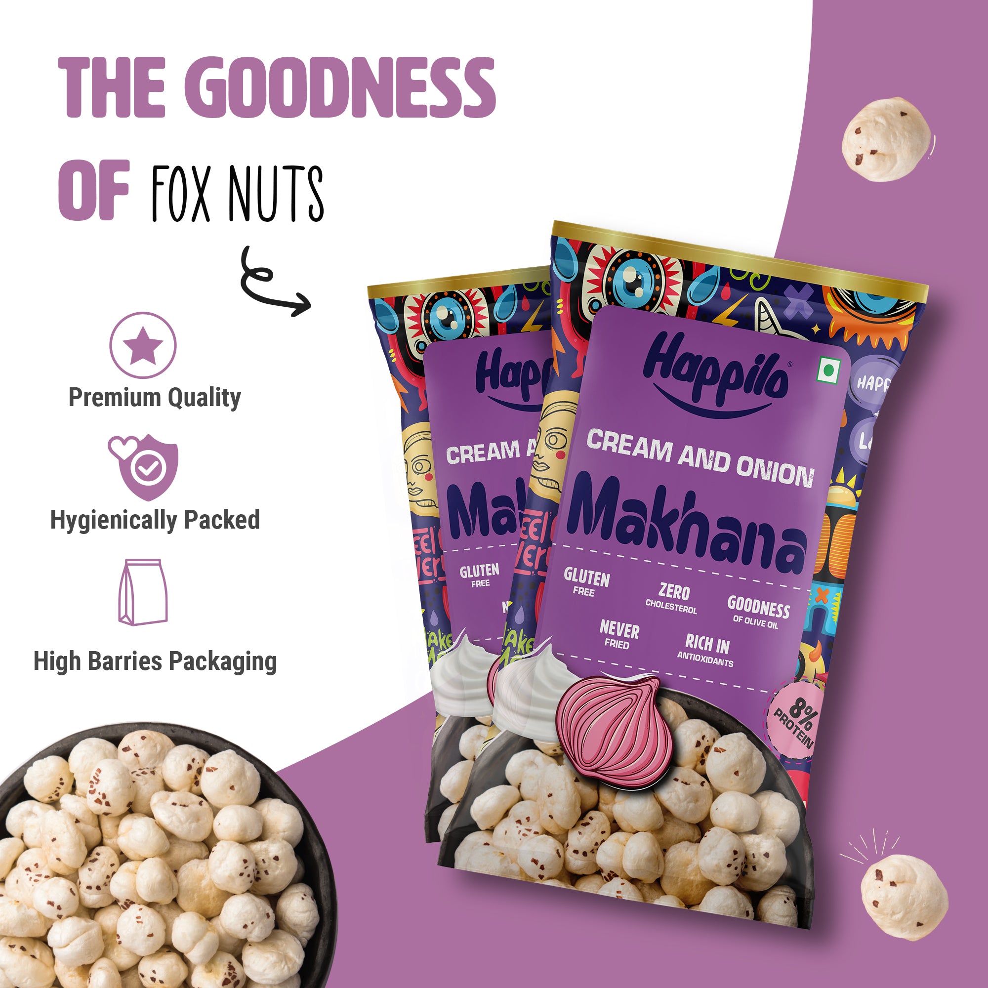 Happilo Premium Super Snack Makhana Cream & Onion