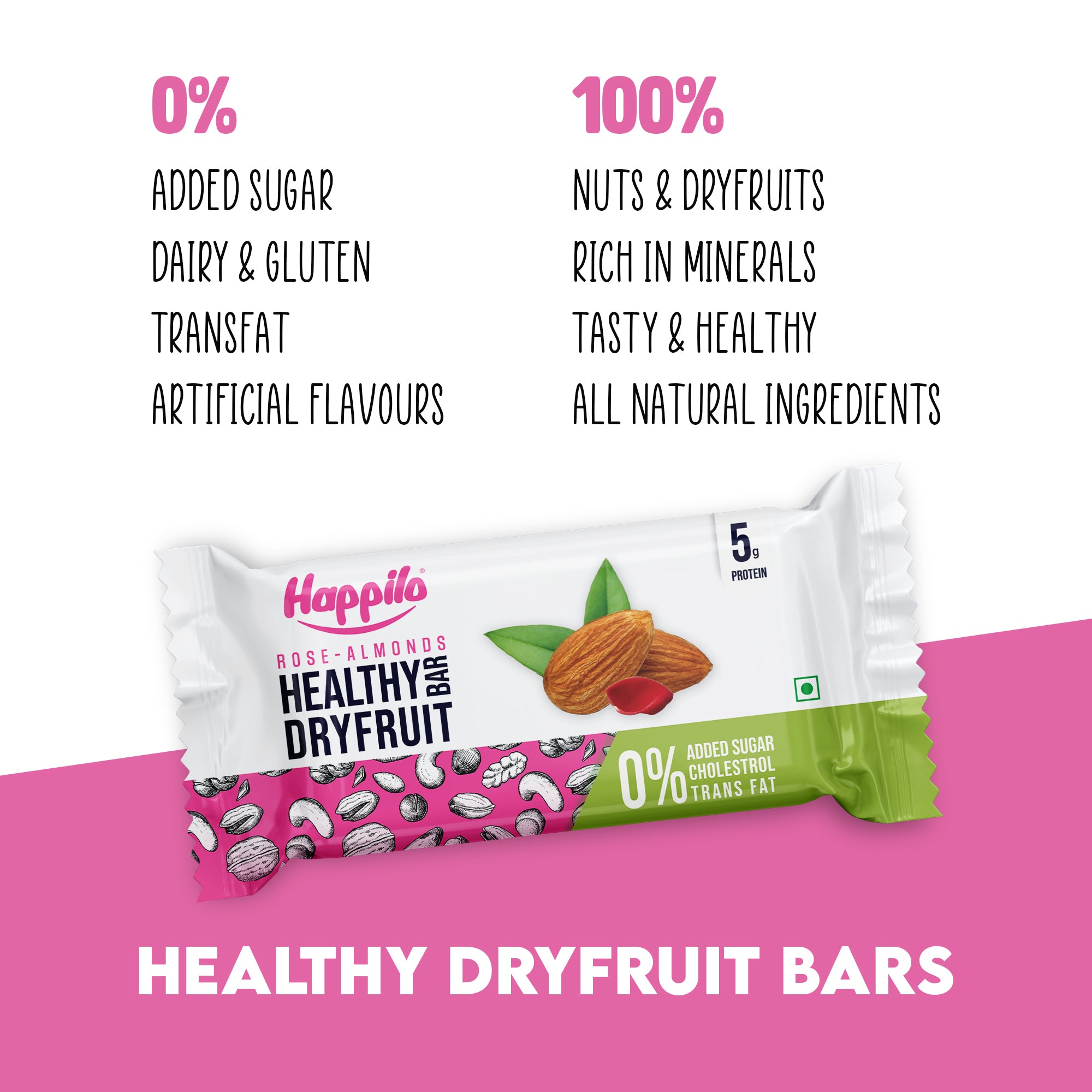Rose Almonds Dry Fruit Bar Pack (6x35g)