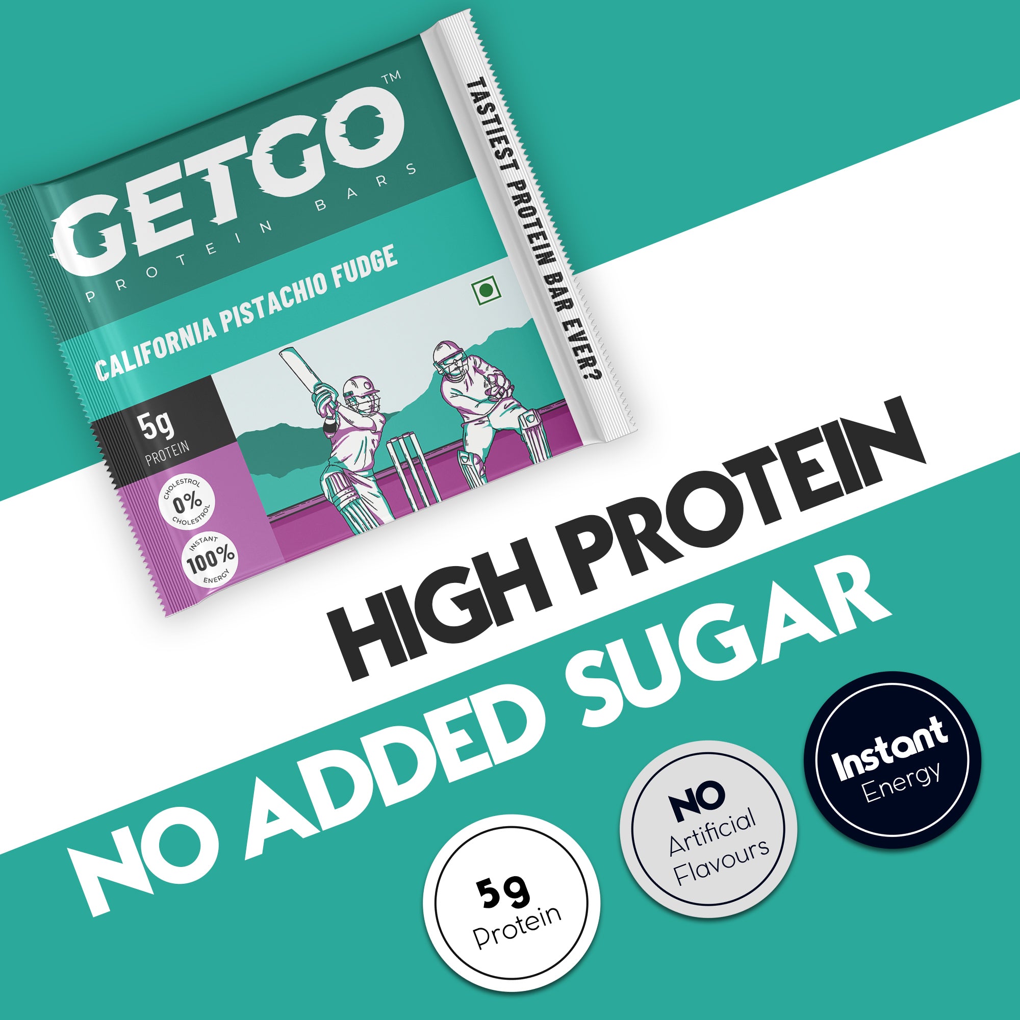GetGo California Pistachio Fudge Protein Bar 22g