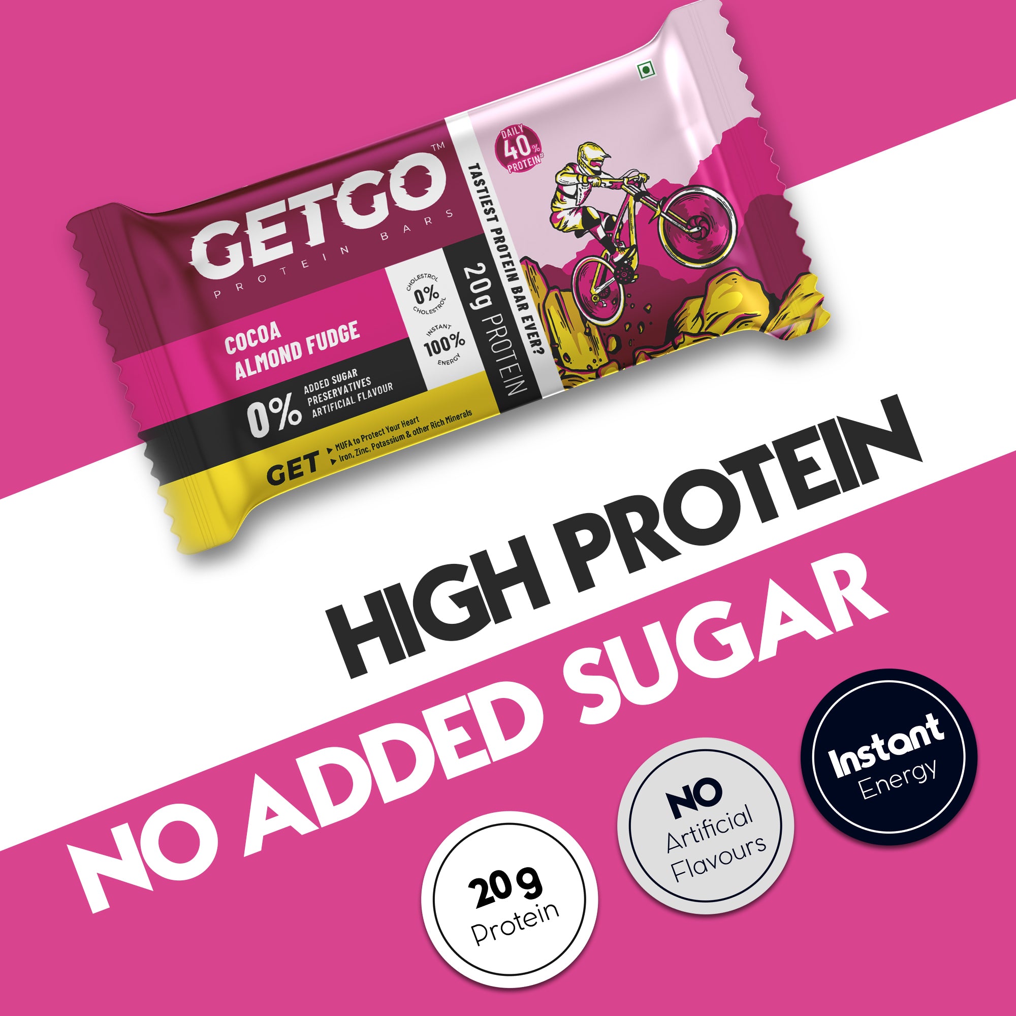 GetGo Cocoa Almond Fudge Protein Bar 85g