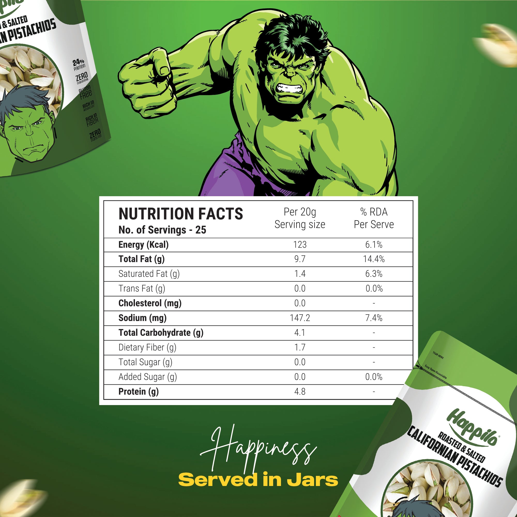 Hulk Edition Roasted & Salted Californian Pistachios 500g