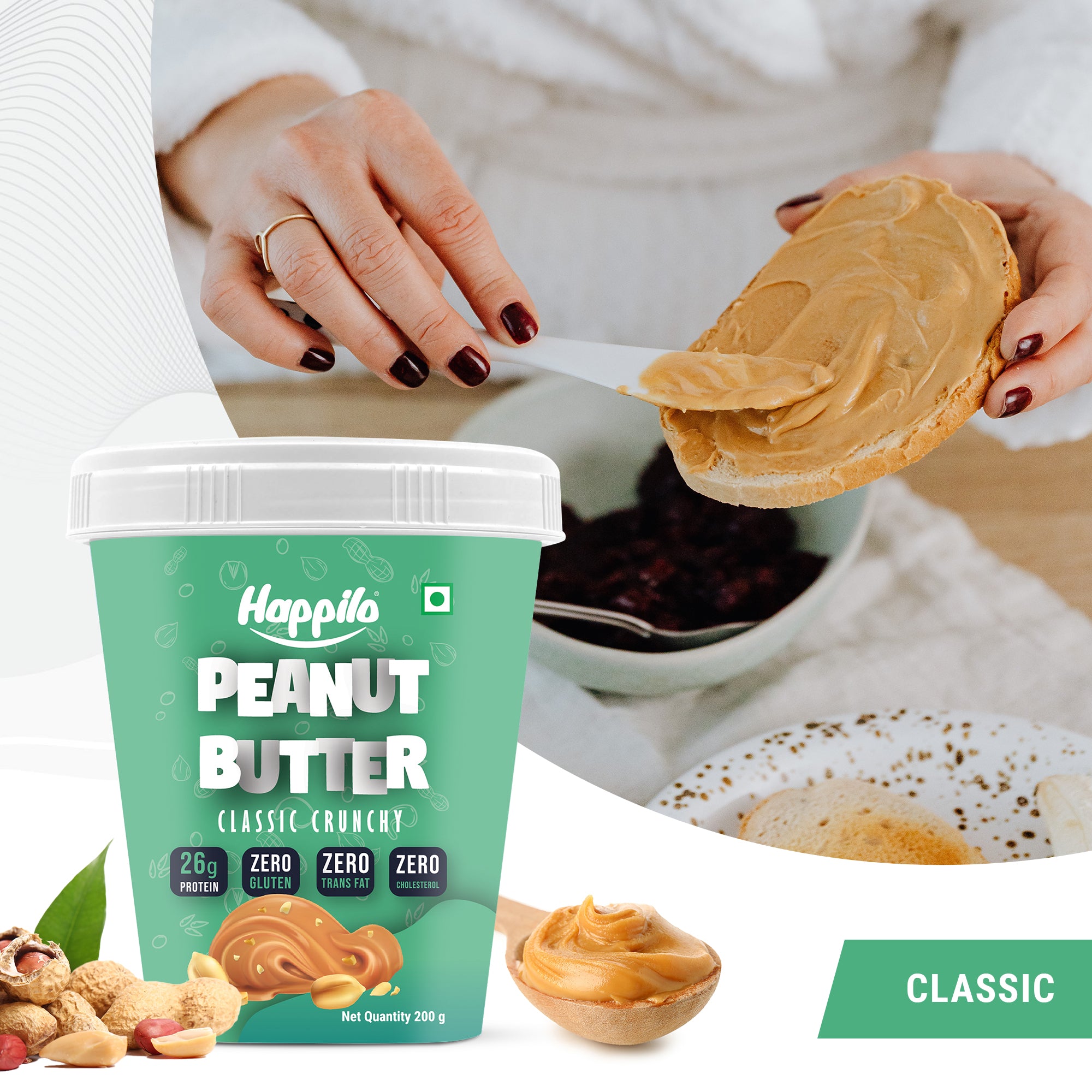 Happilo Peanut Butter Classic Crunchy 200g