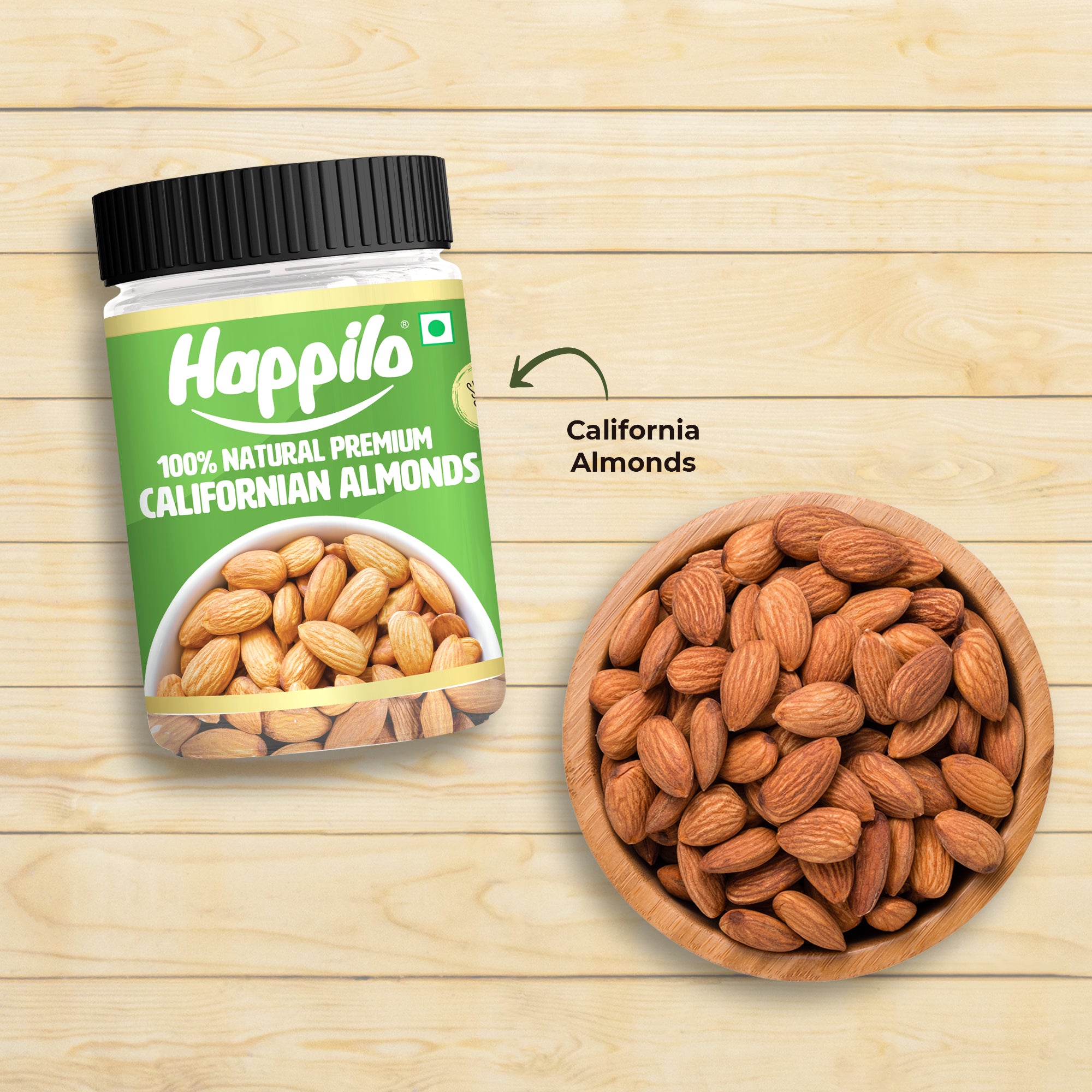 Happilo Premium Californian Almonds 250g Jar