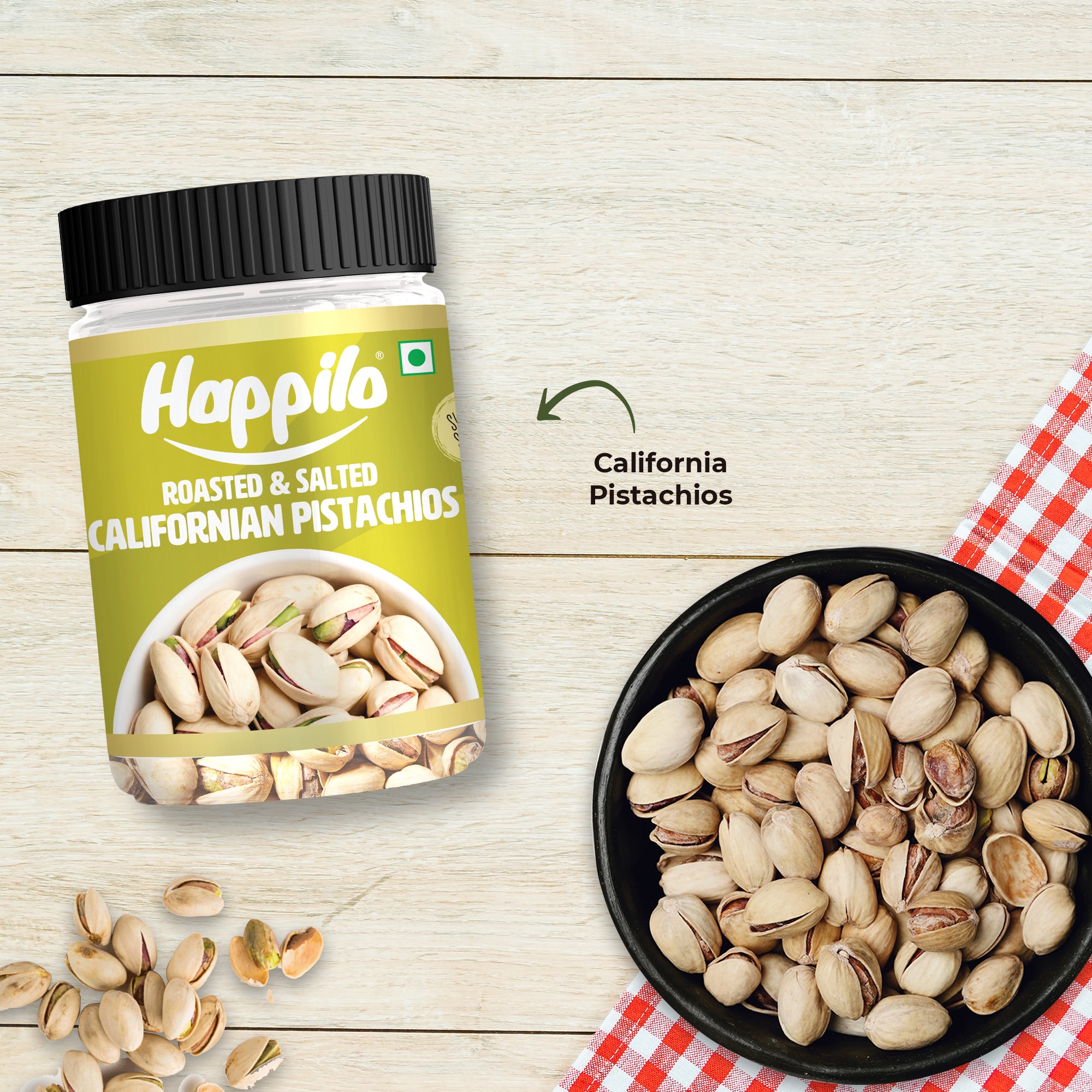 Happilo Premium Iranian Roasted & Salted Pistachios 200g Jar