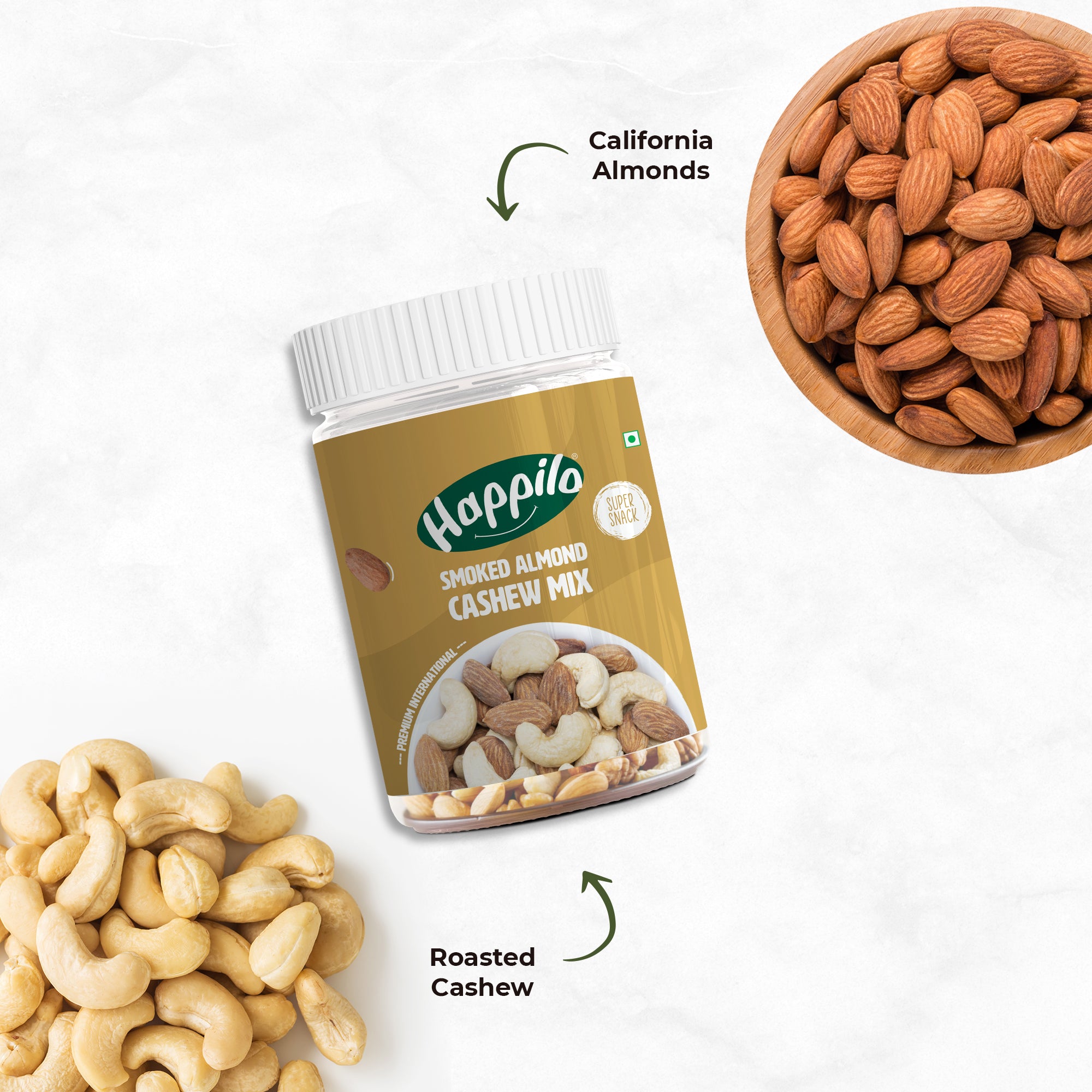 Happilo Premium International Smoked Almond Cashew Mix with Himalayan Pink salt 200g