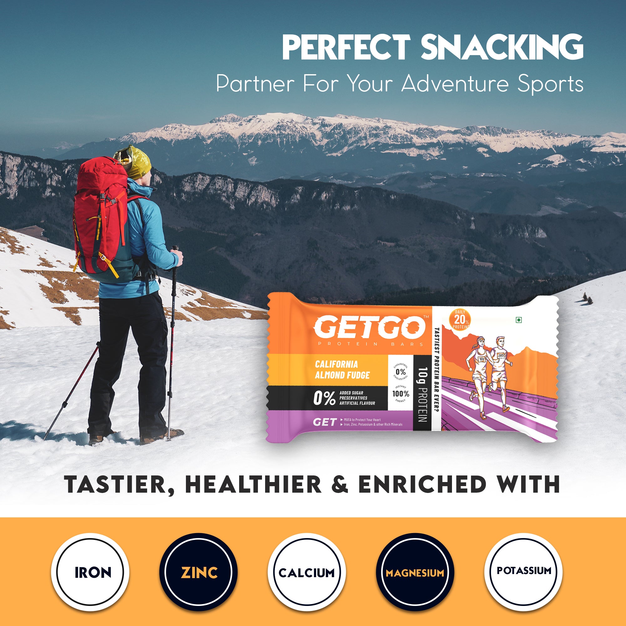 GetGo California Almond Fudge Protein Bar 43g