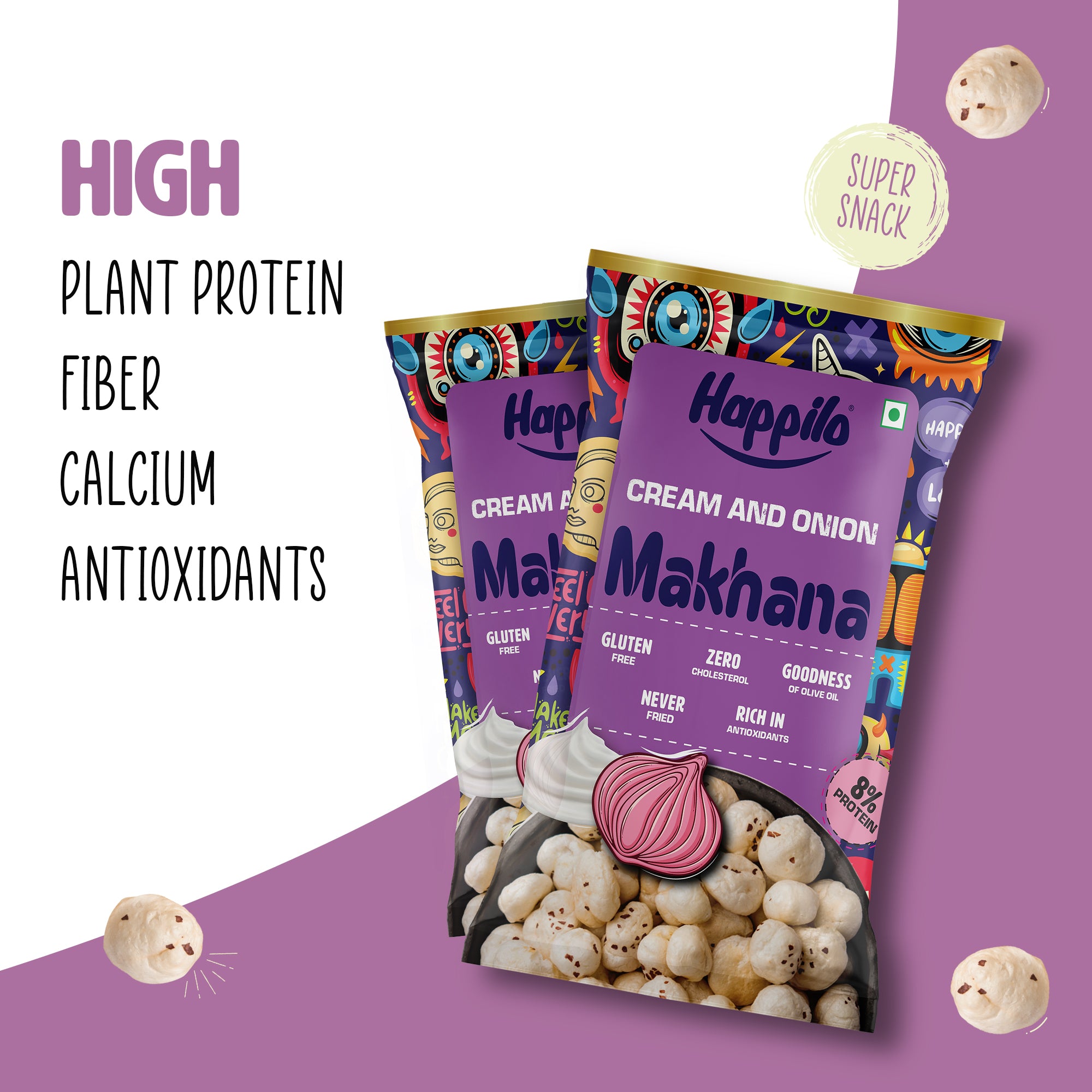 Happilo Premium Super Snack Makhana Cream & Onion