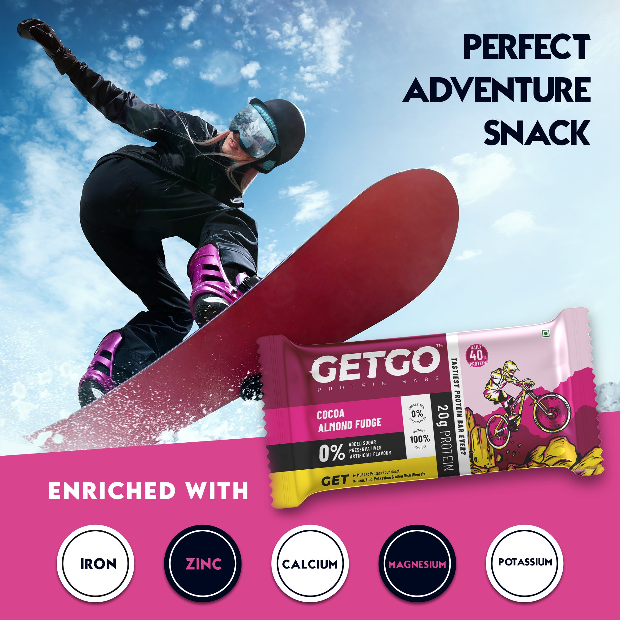 GetGo Cocoa Almond Fudge Protein Bar 85g
