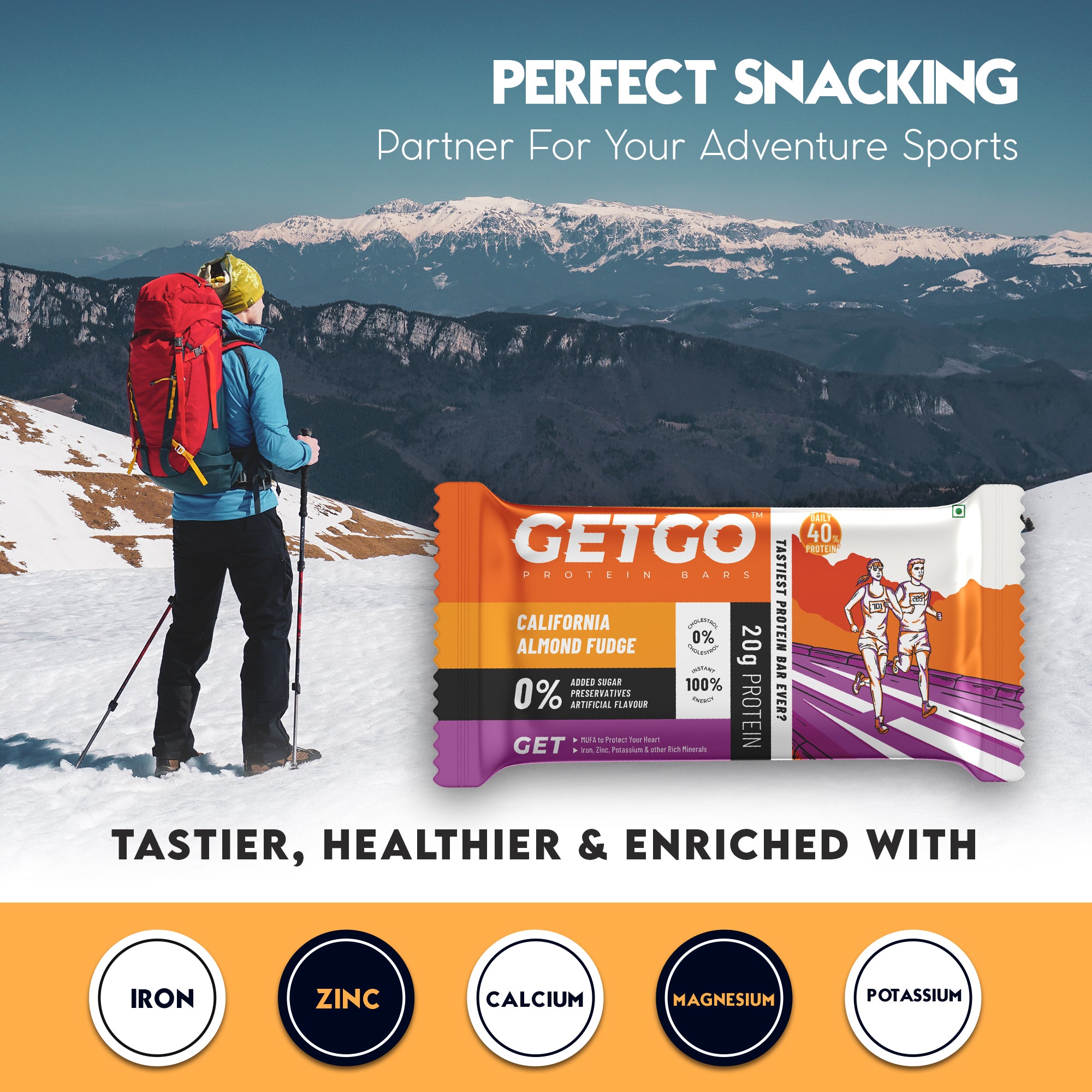 GetGo California Almond Fudge Protein Bar 85g