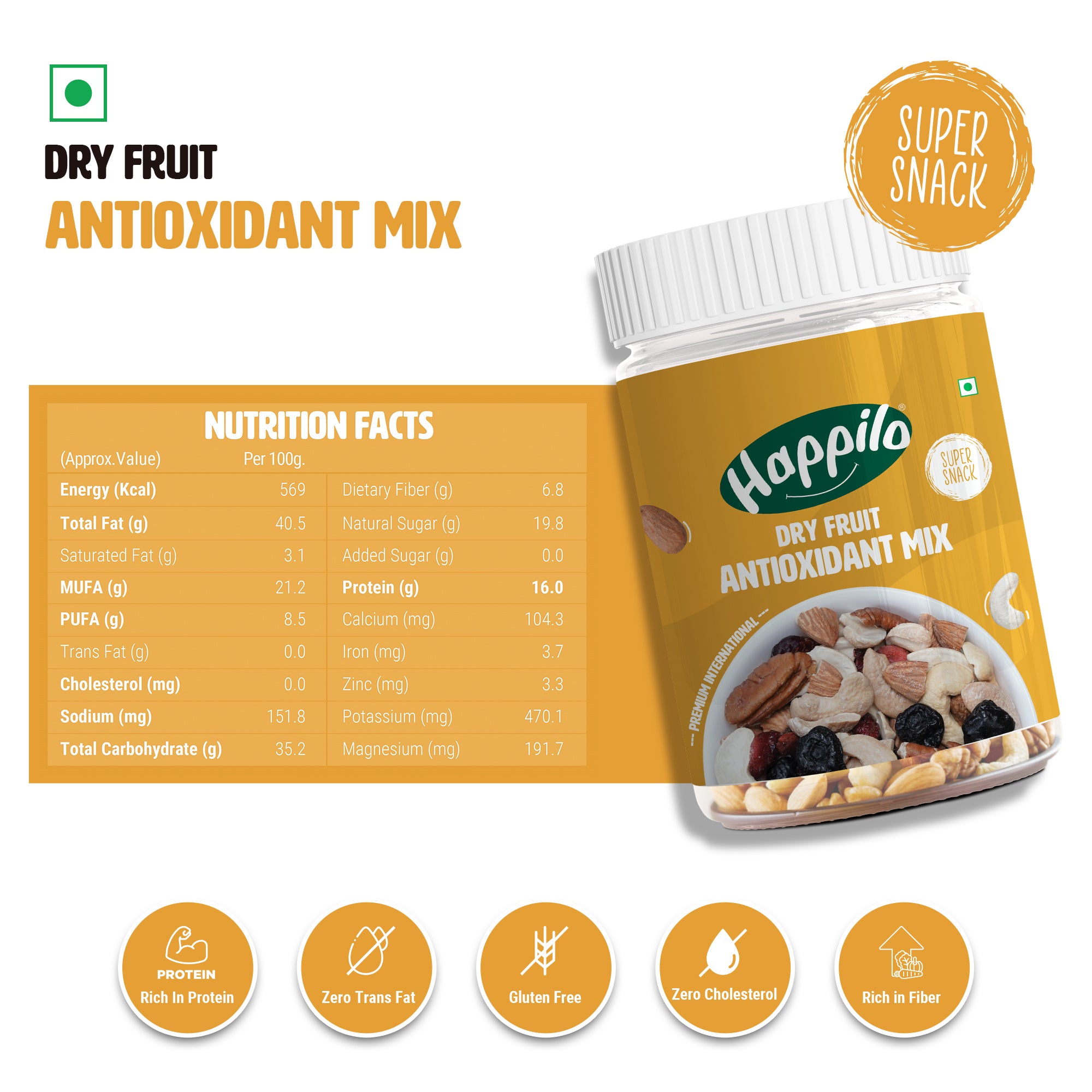 Happilo Premium International Dry Fruit Antioxidants Mix 200g