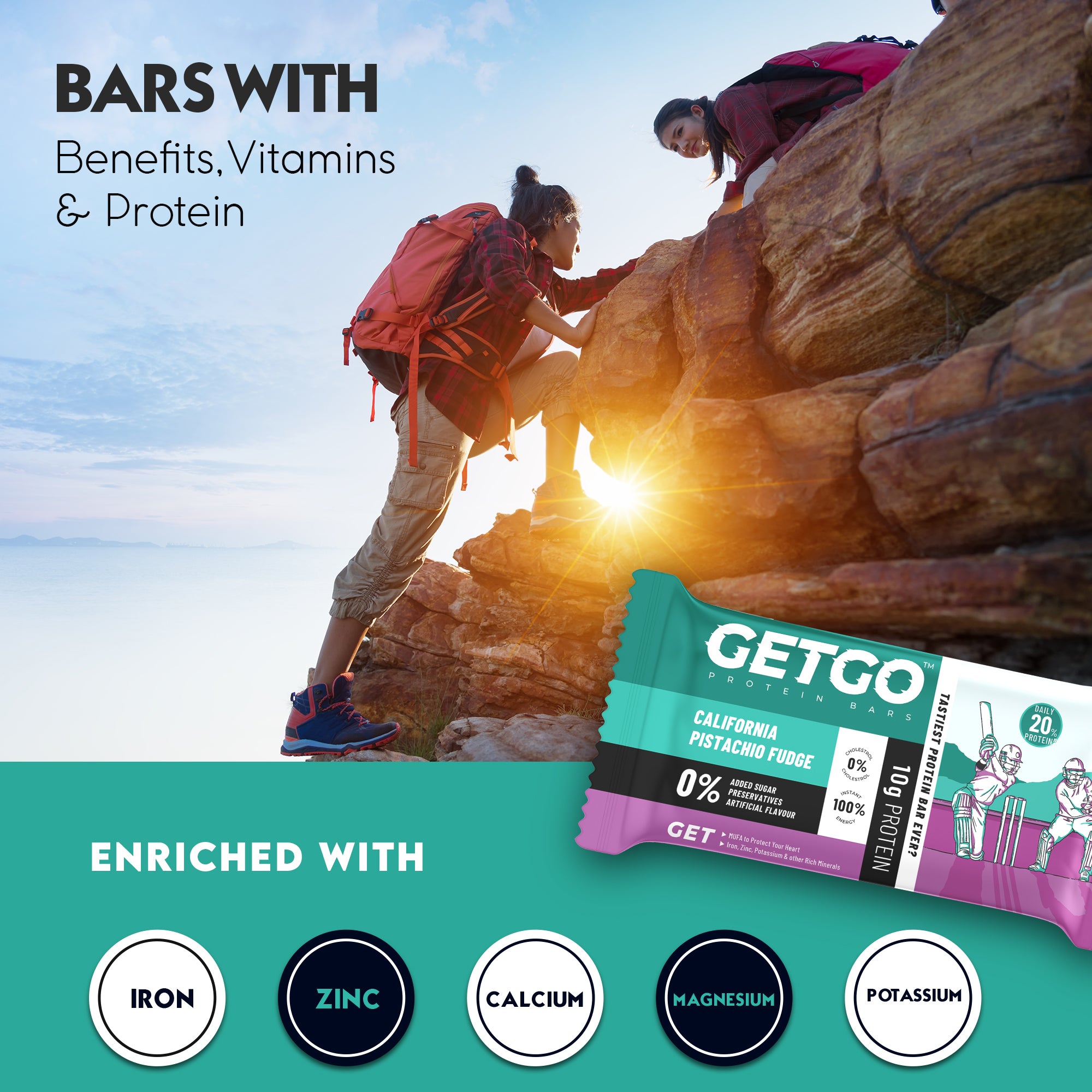 GetGo California Pistachio Fudge Protein Bar 43g