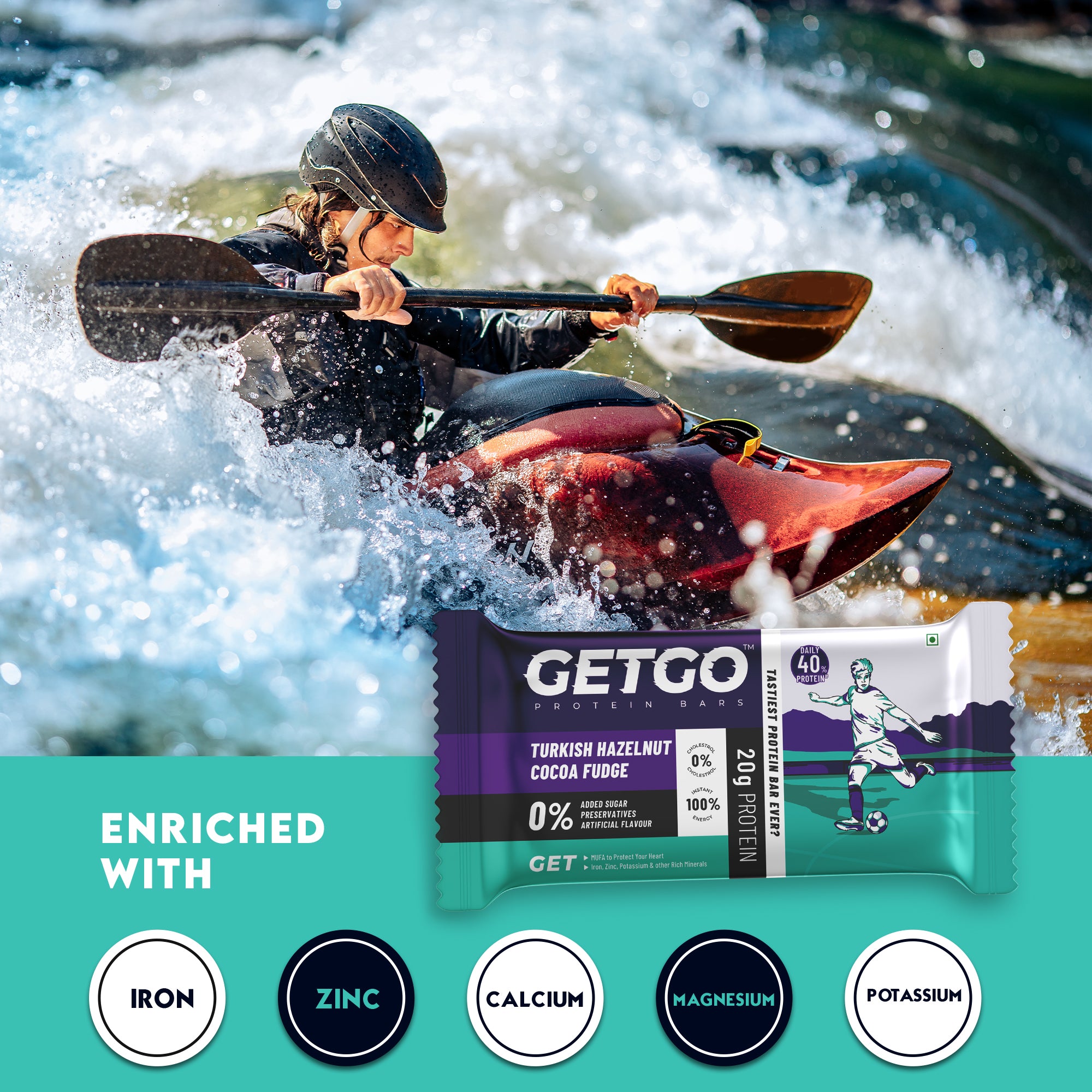 GetGo Turkish Hazelnut Cocoa Fudge Protein Bar 85g