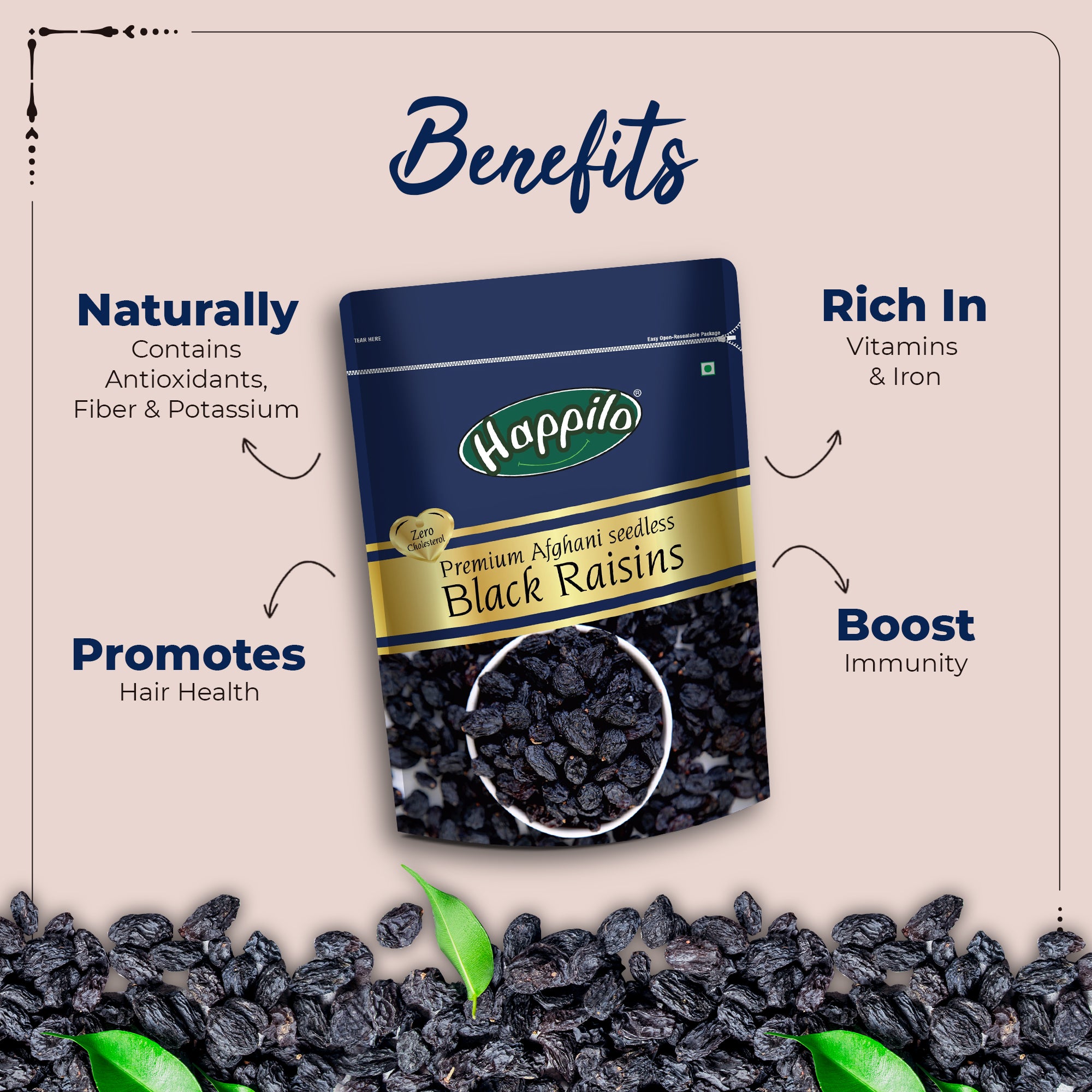 Happilo Premium Seedless Afghani Black Raisins